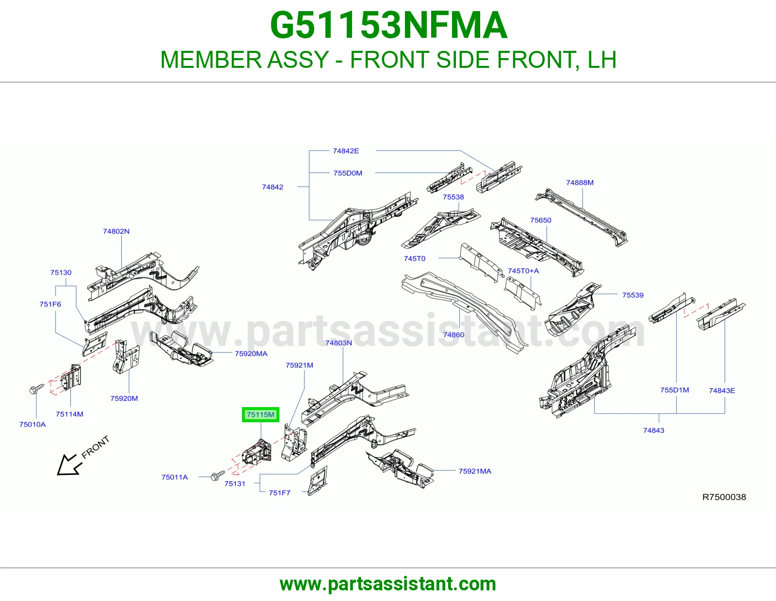 كمر جانبي أمامي جهة الأمام يسار كامل G51153NFMA
