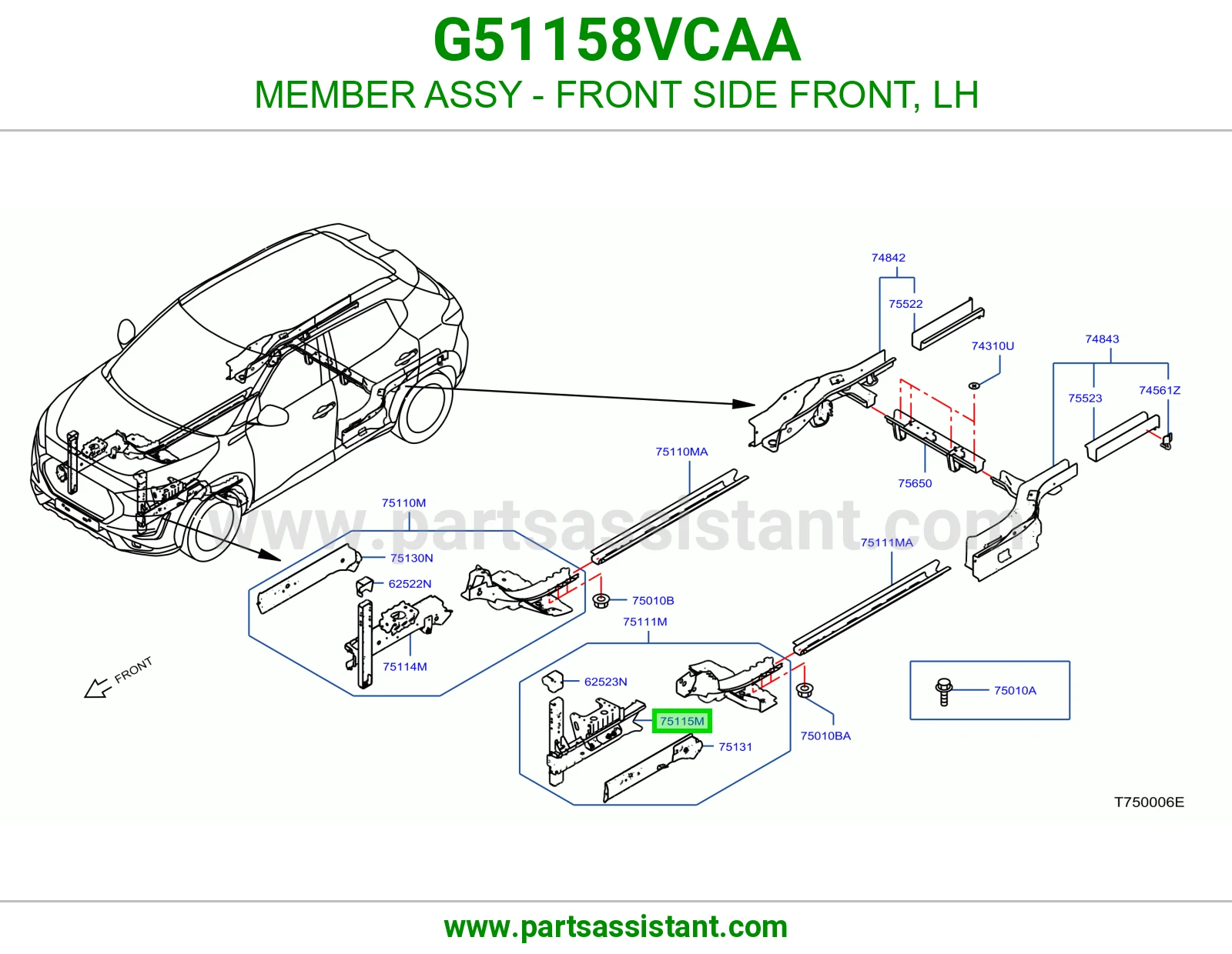 كمر جانبي أمامي جهة الأمام يسار كامل G51158VCAA