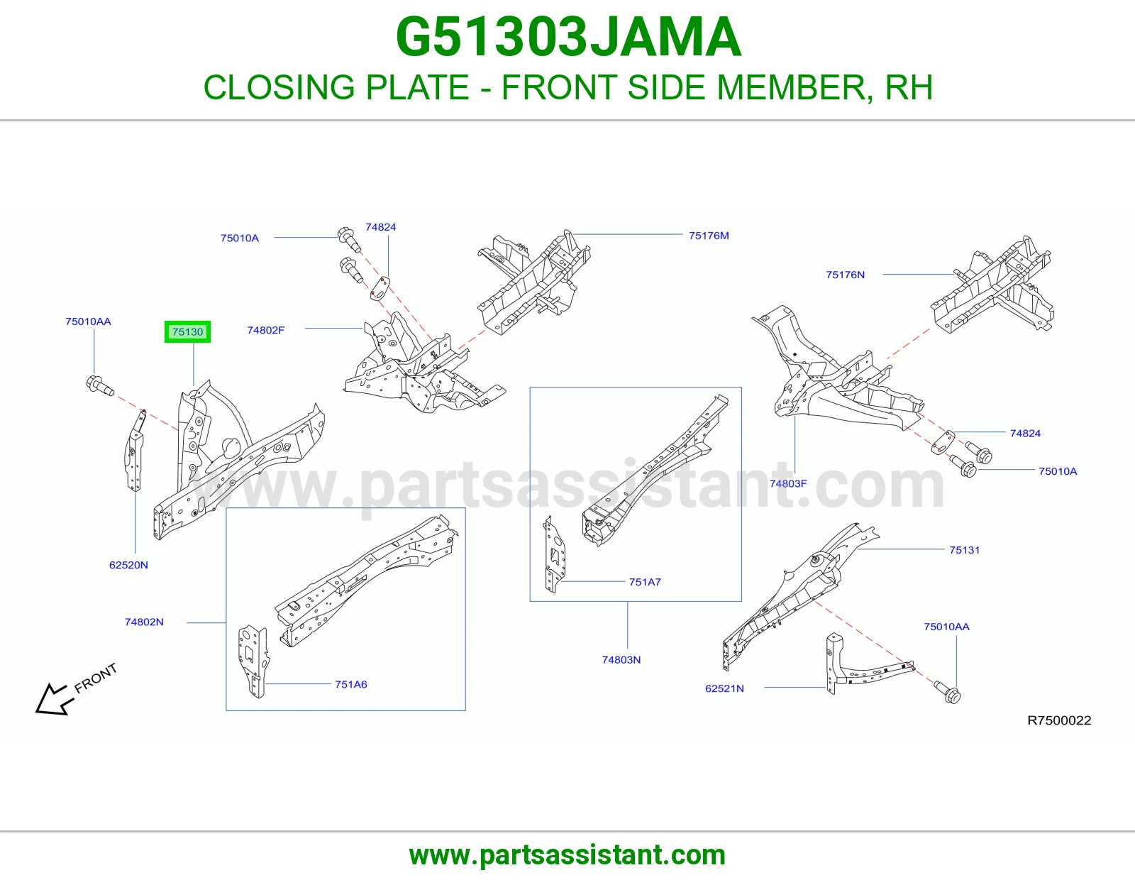صاج تسكير شاصي أمامي يمين G51303JAMA