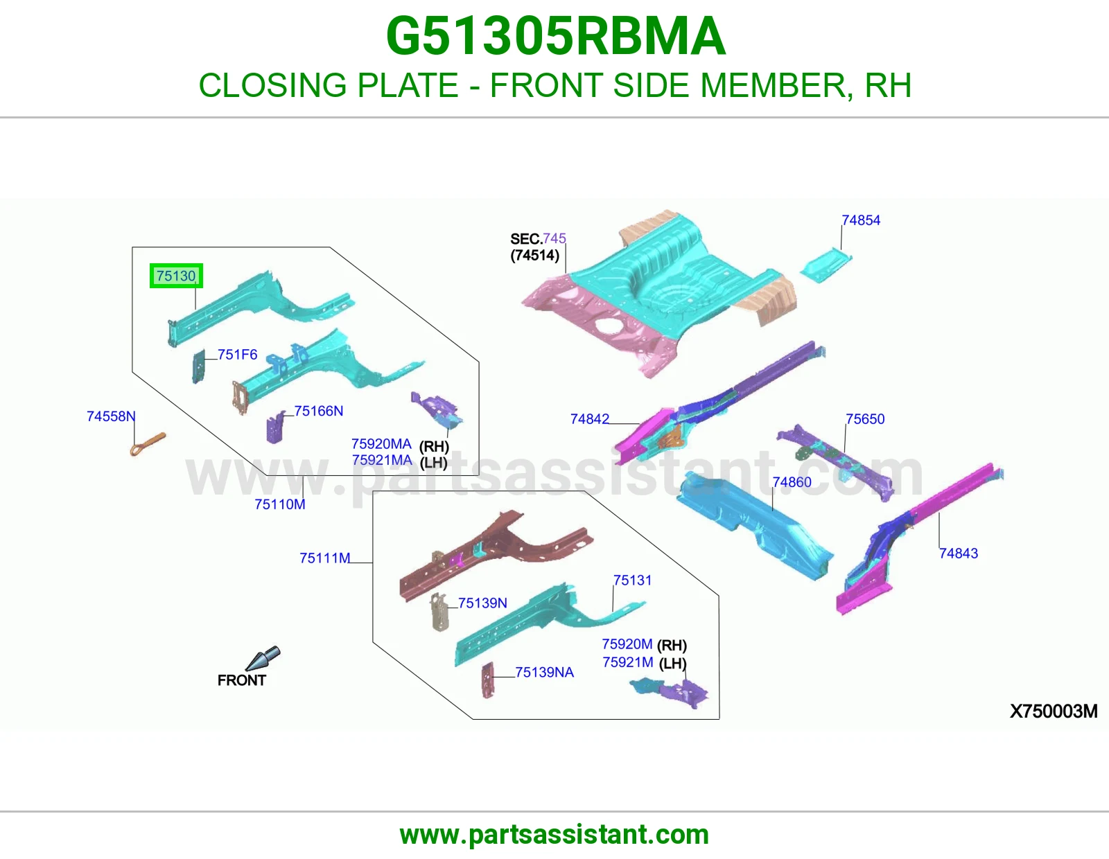 صاج تسكير شاصي أمامي يمين G51305RBMA