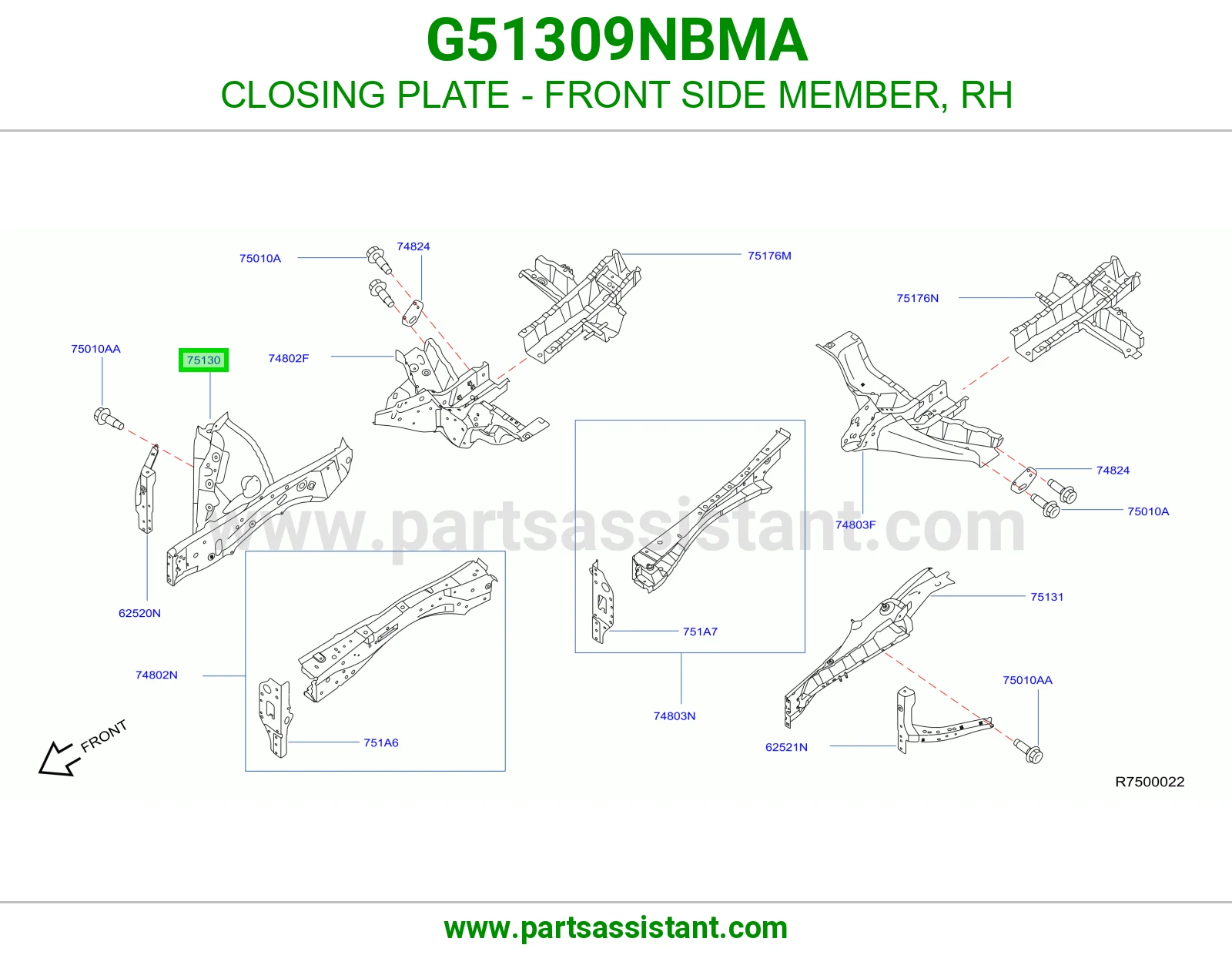 صاج تسكير شاصي أمامي يمين G51309NBMA