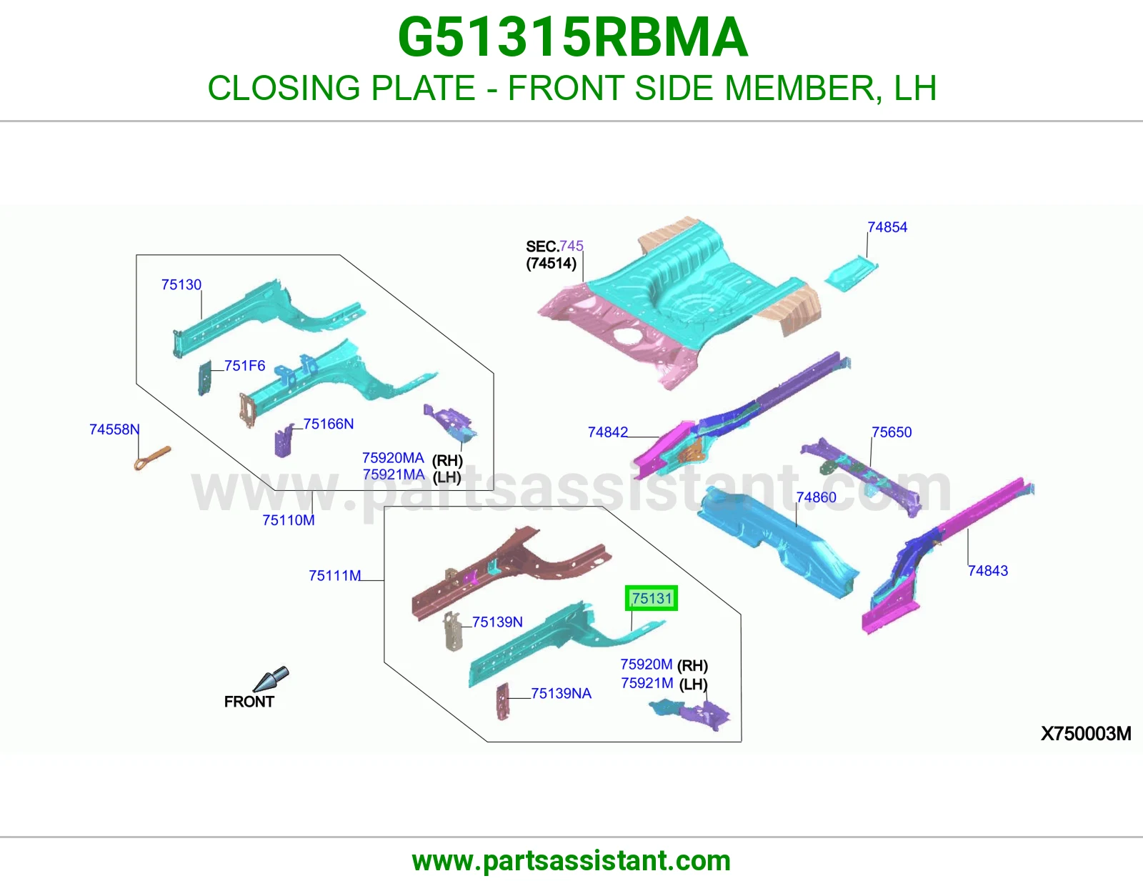 صاج تسكير شاصي أمامي يسار G51315RBMA