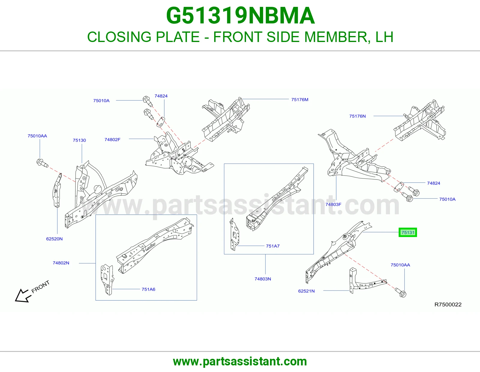 صاج تسكير شاصي أمامي يسار G51319NBMA