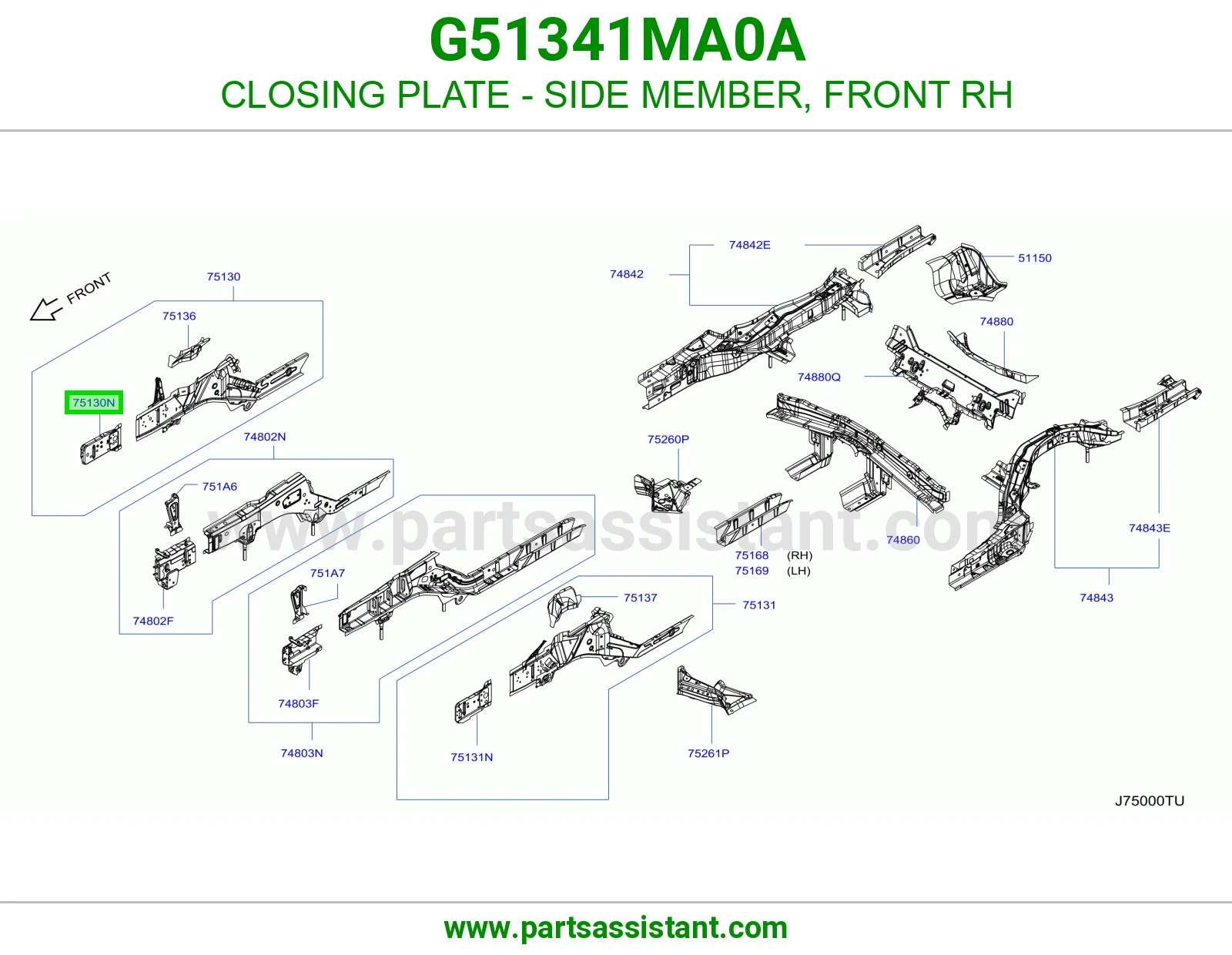 صاج تسكير شاصي أمامي يمين G51341MA0A