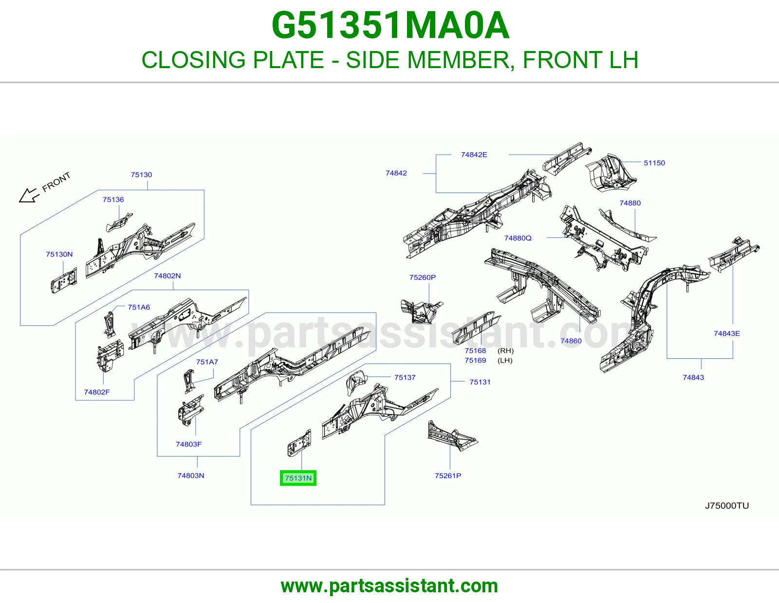صاج تسكير شاصي أمامي يسار G51351MA0A