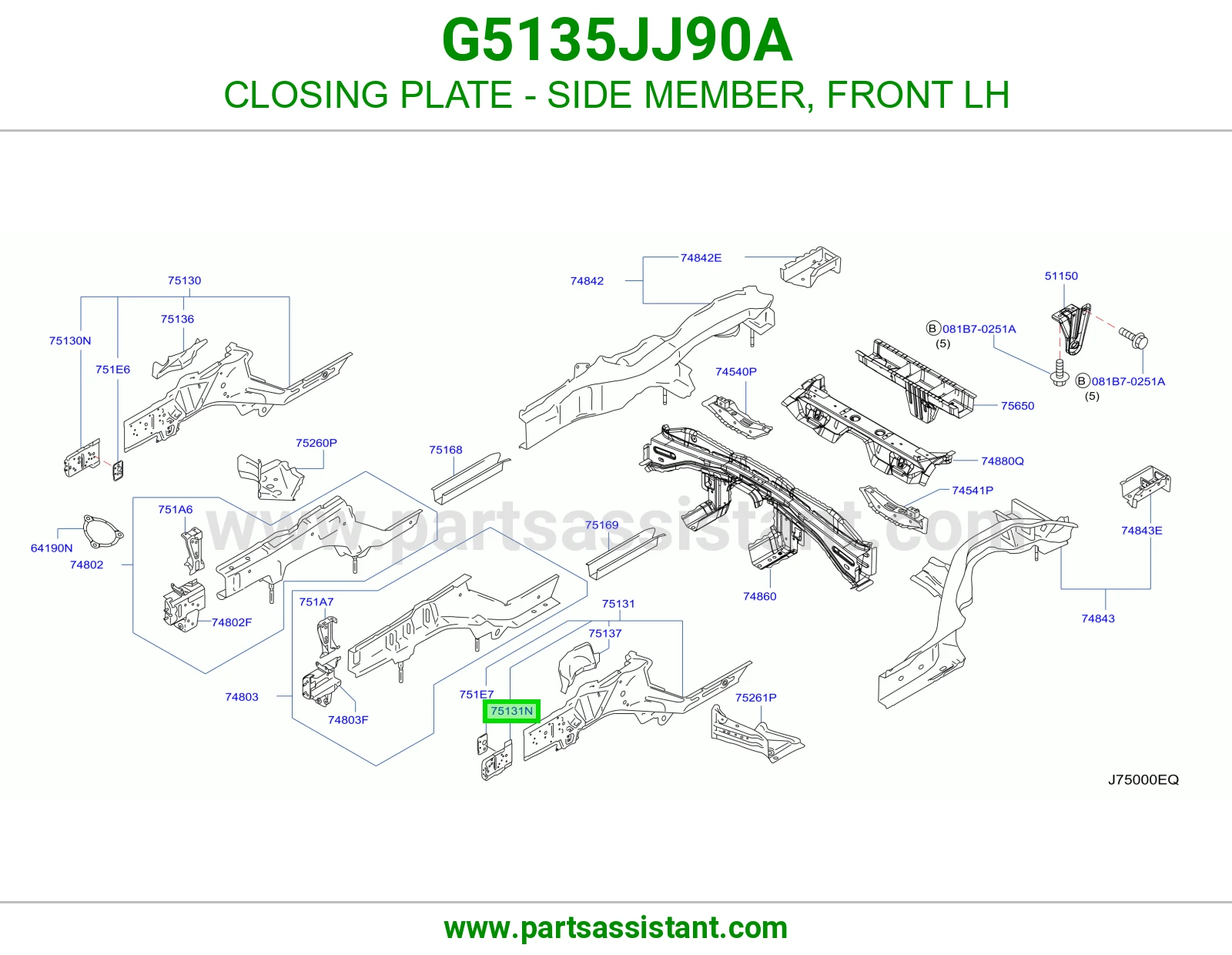 صاج تسكير شاصي أمامي يسار G5135JJ90A