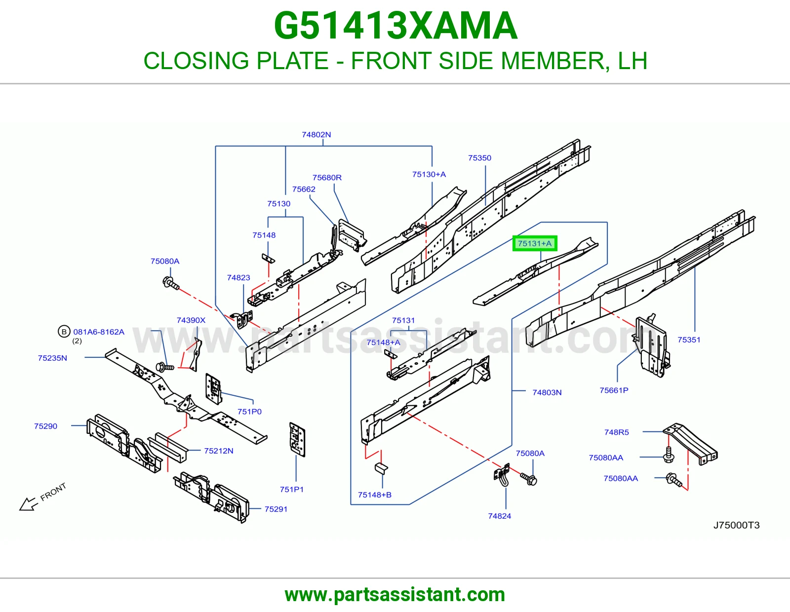 صاج تسكير شاصي أمامي يسار G51413XAMA