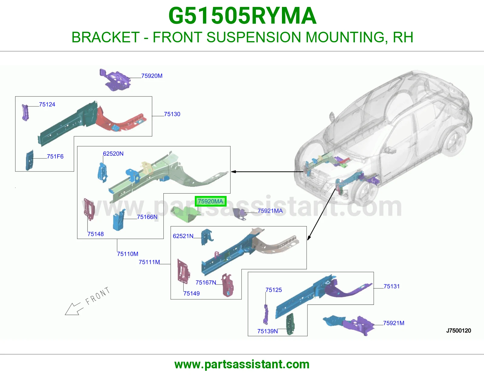 BRACKET - FRONT SUSPENSION MOUNTING, RH G51505RYMA