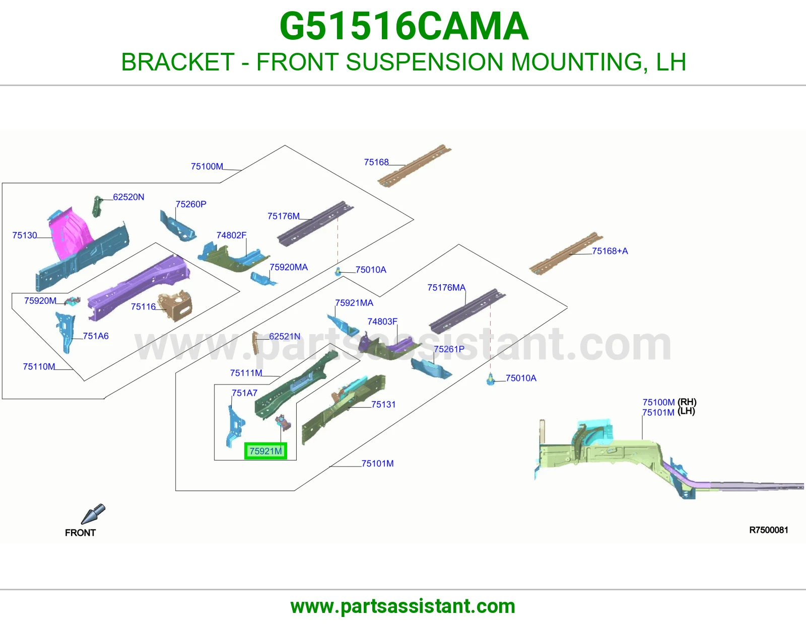 قاعدة عفشة أمامية يسار G51516CAMA