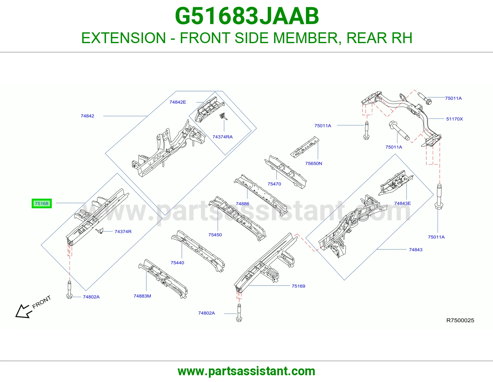 تكملة شاصي أمامي خلفي يمين G51683JAAB