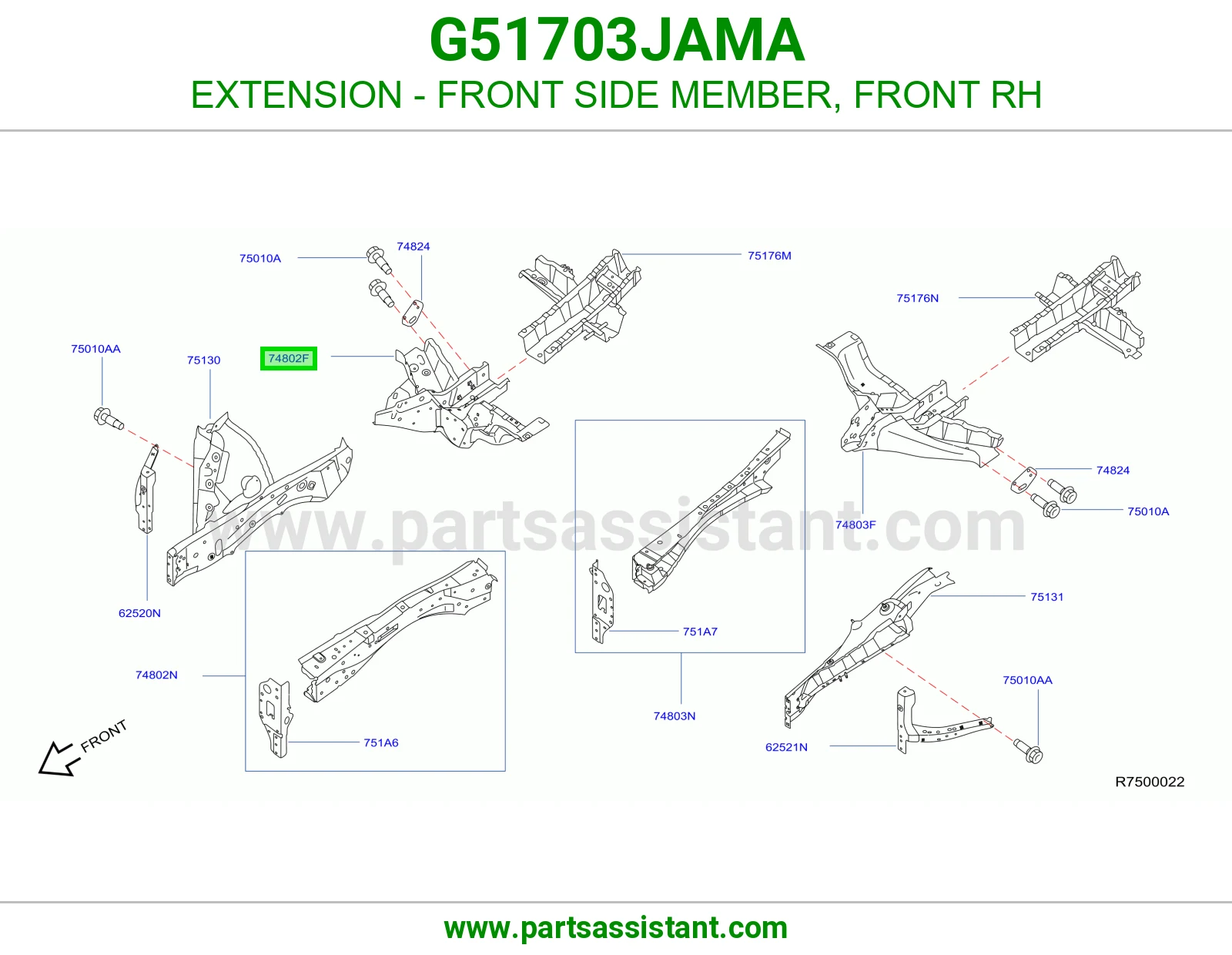 تكملة شاصي أمامي يمين G51703JAMA