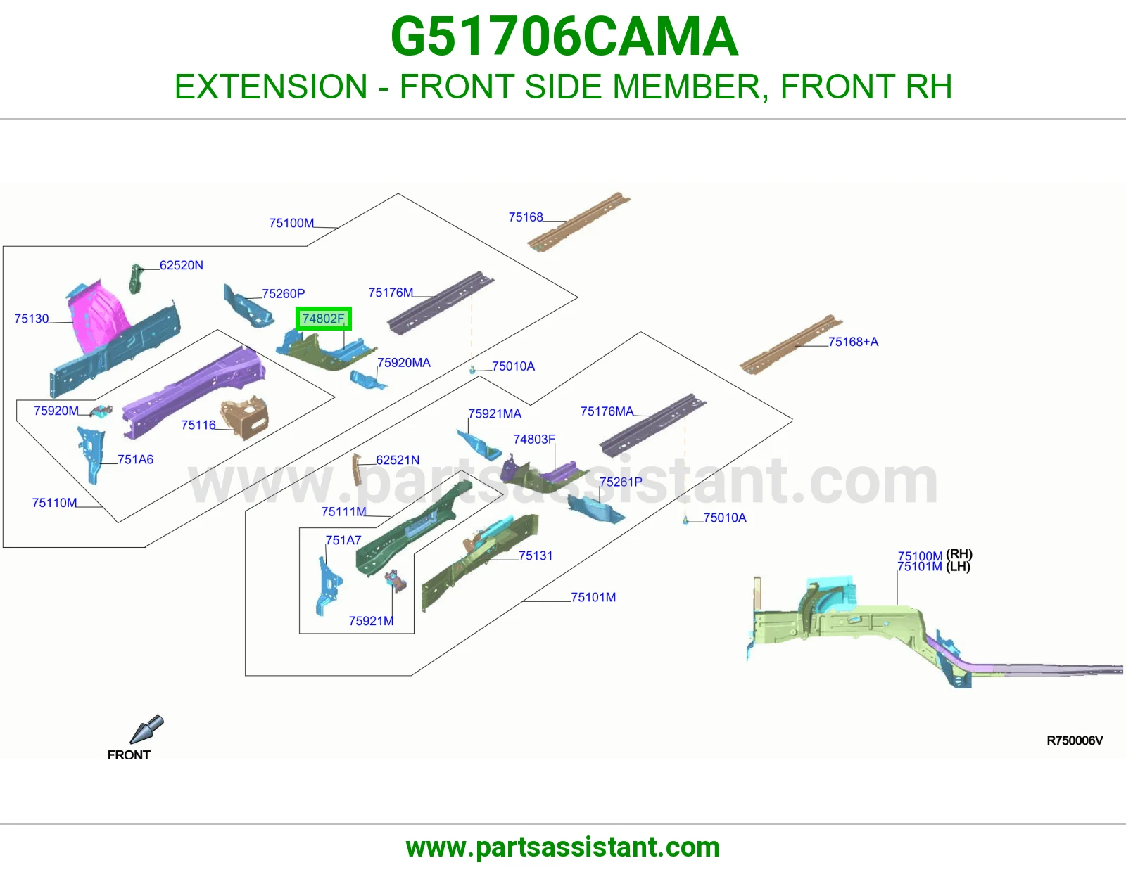 تكملة شاصي أمامي يمين G51706CAMA