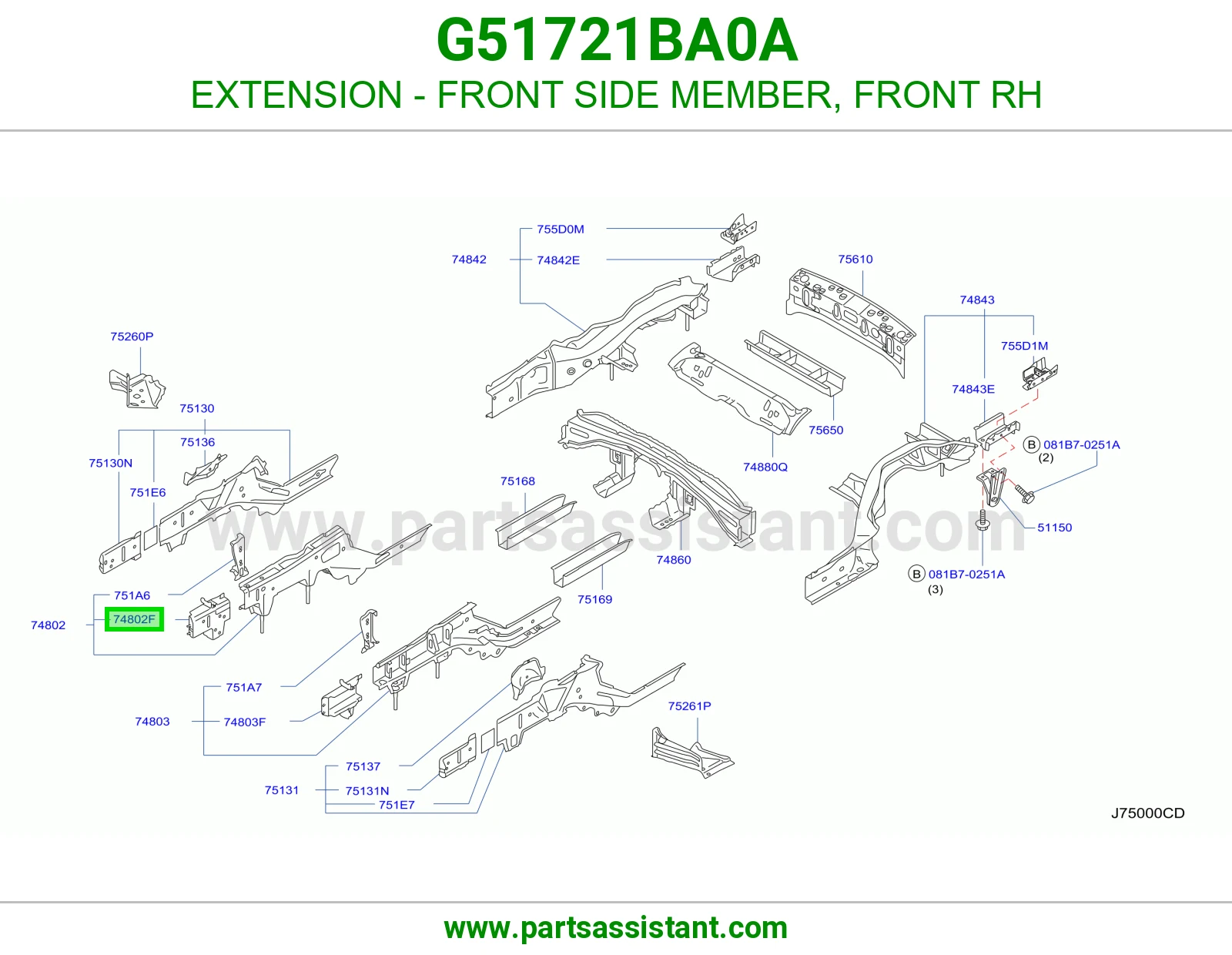 تكملة شاصي أمامي يمين G51721BA0A