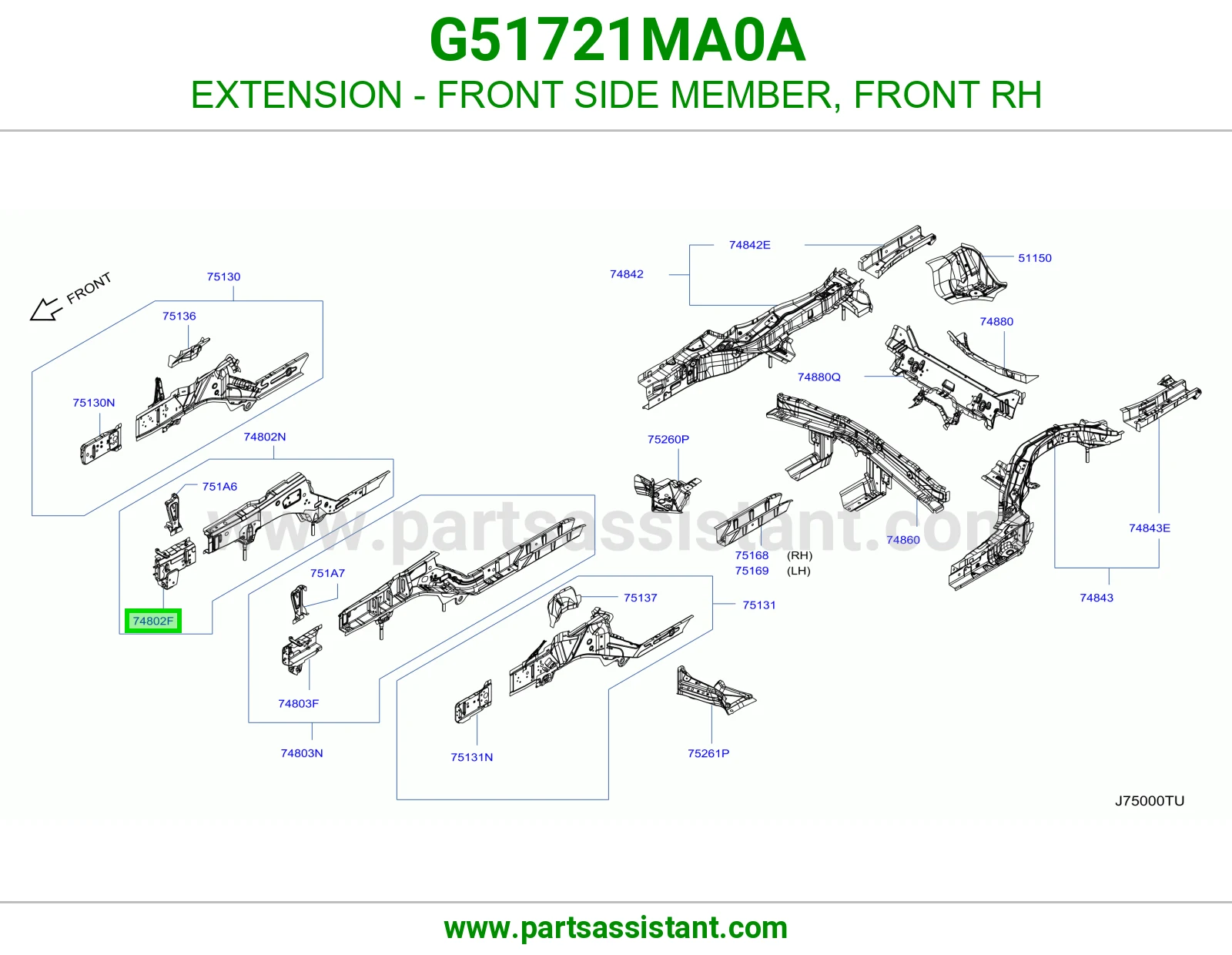 تكملة شاصي أمامي يمين G51721MA0A