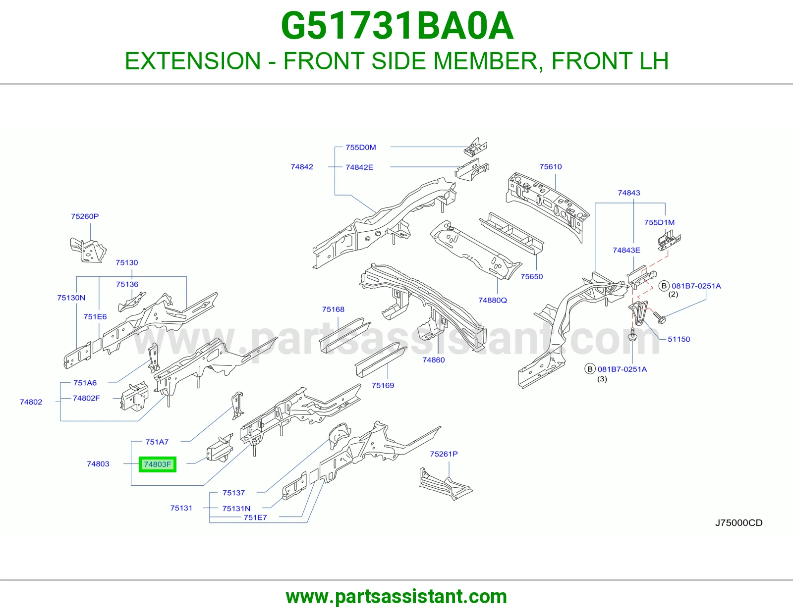 تكملة شاصي أمامي يسار G51731BA0A