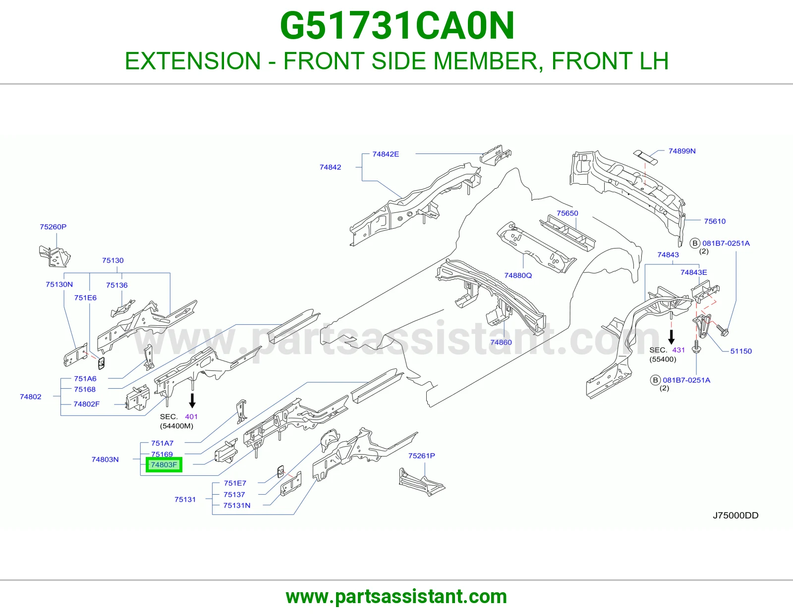 تكملة شاصي أمامي يسار G51731CA0N
