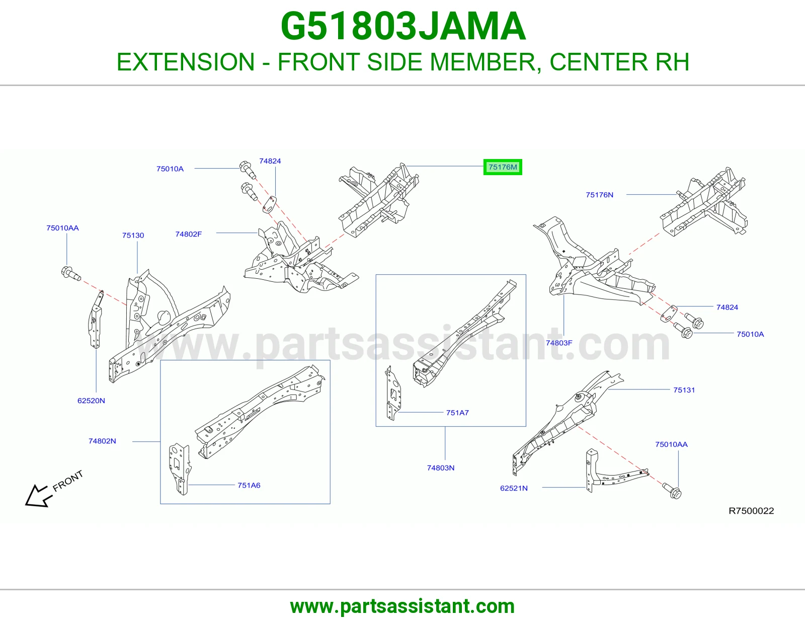 تكملة شاصي أمامي وسط يمين G51803JAMA