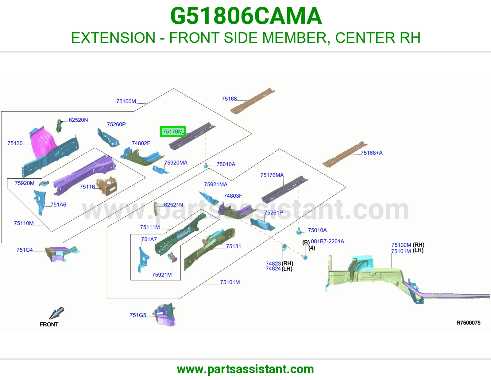 تكملة شاصي أمامي وسط يمين G51806CAMA