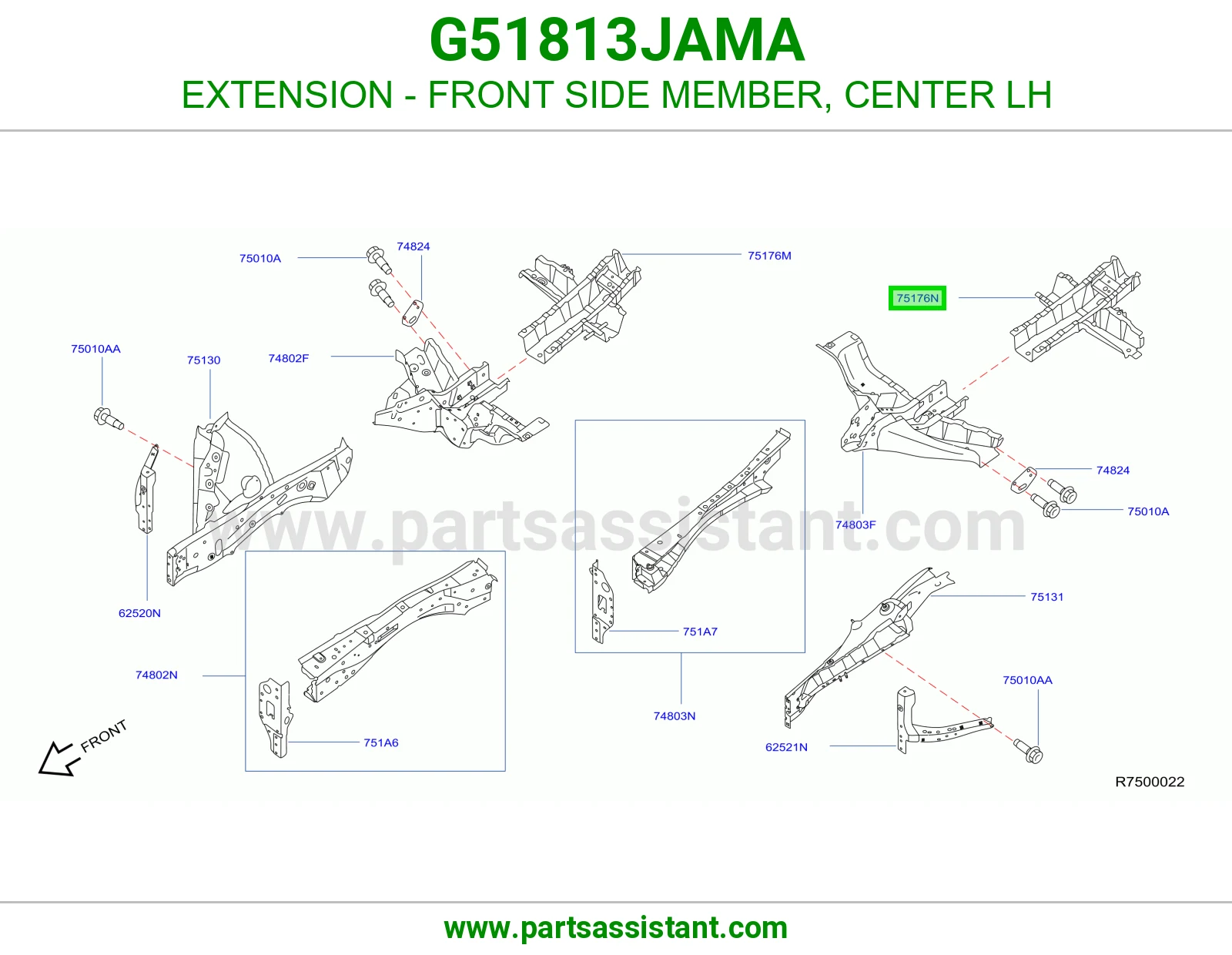 تكملة شاصي أمامي وسط يسار G51813JAMA