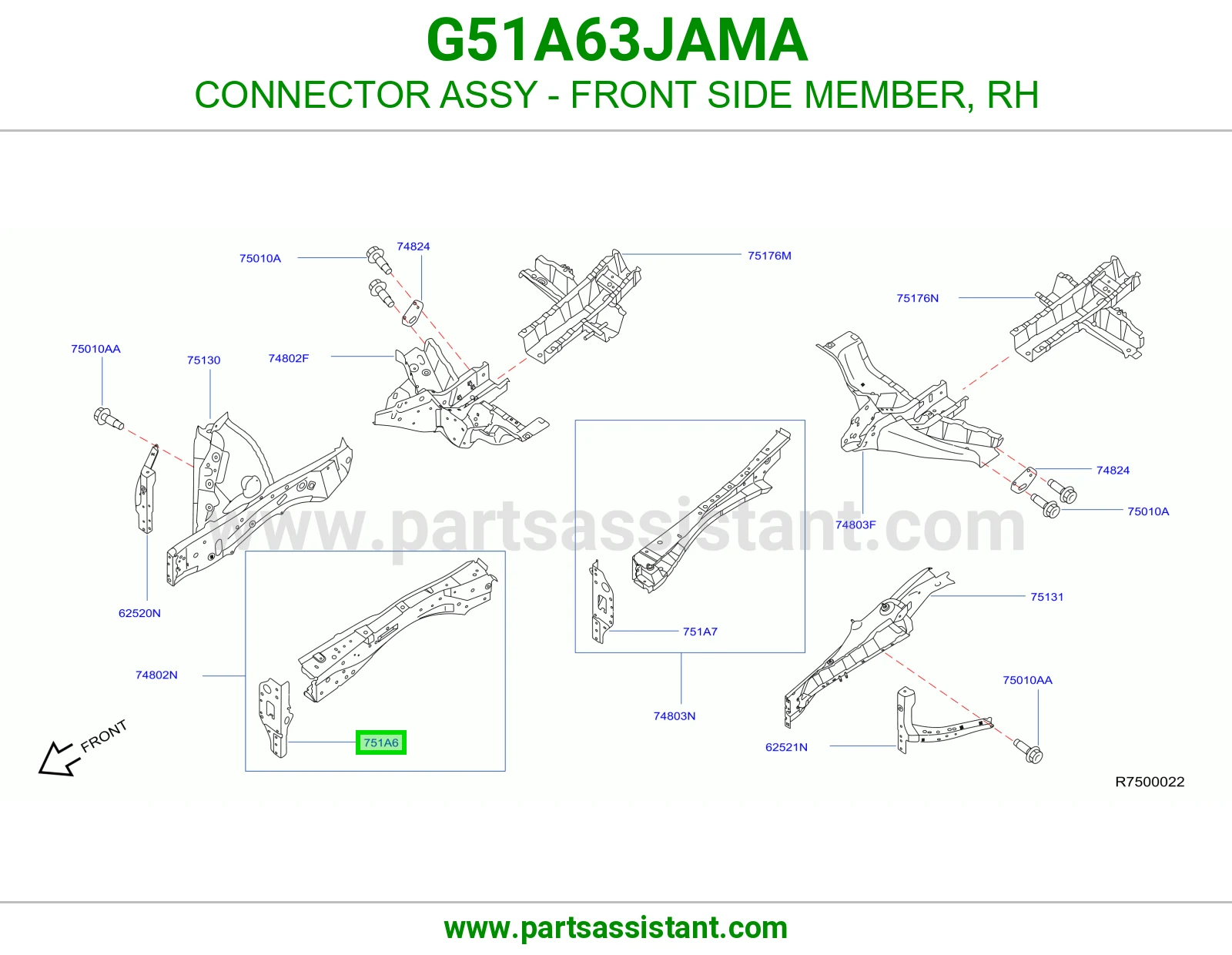 فيش شاصي أمامي يمين كامل G51A63JAMA