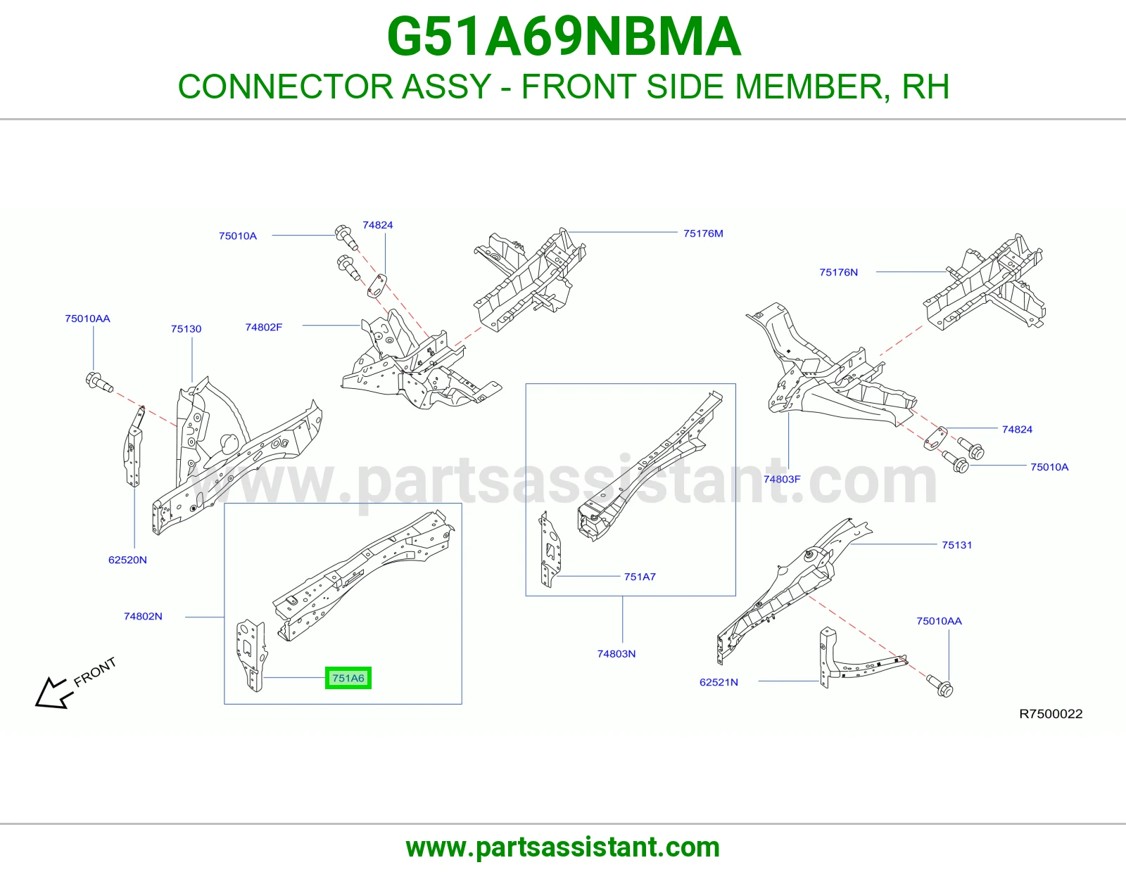 فيش شاصي أمامي يمين كامل G51A69NBMA