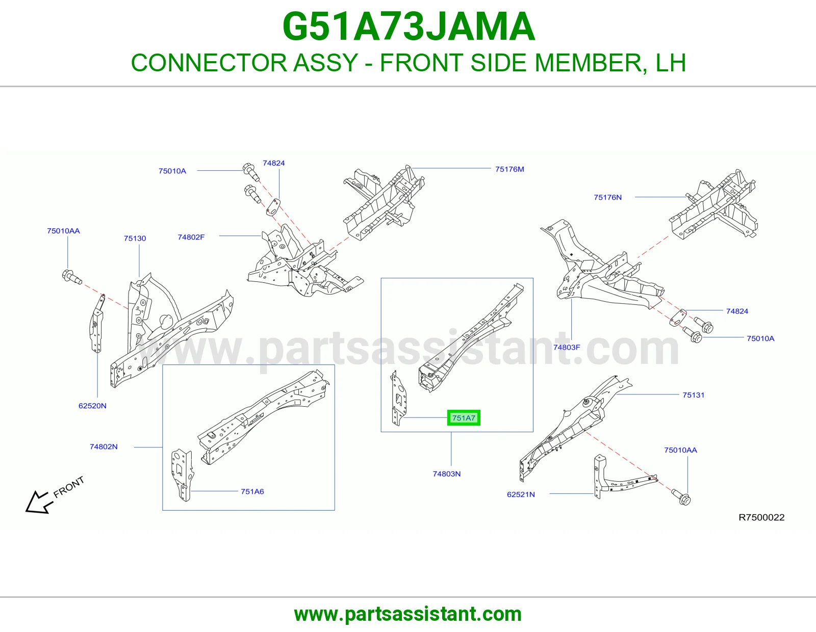 فيش شاصي أمامي يسار كامل G51A73JAMA
