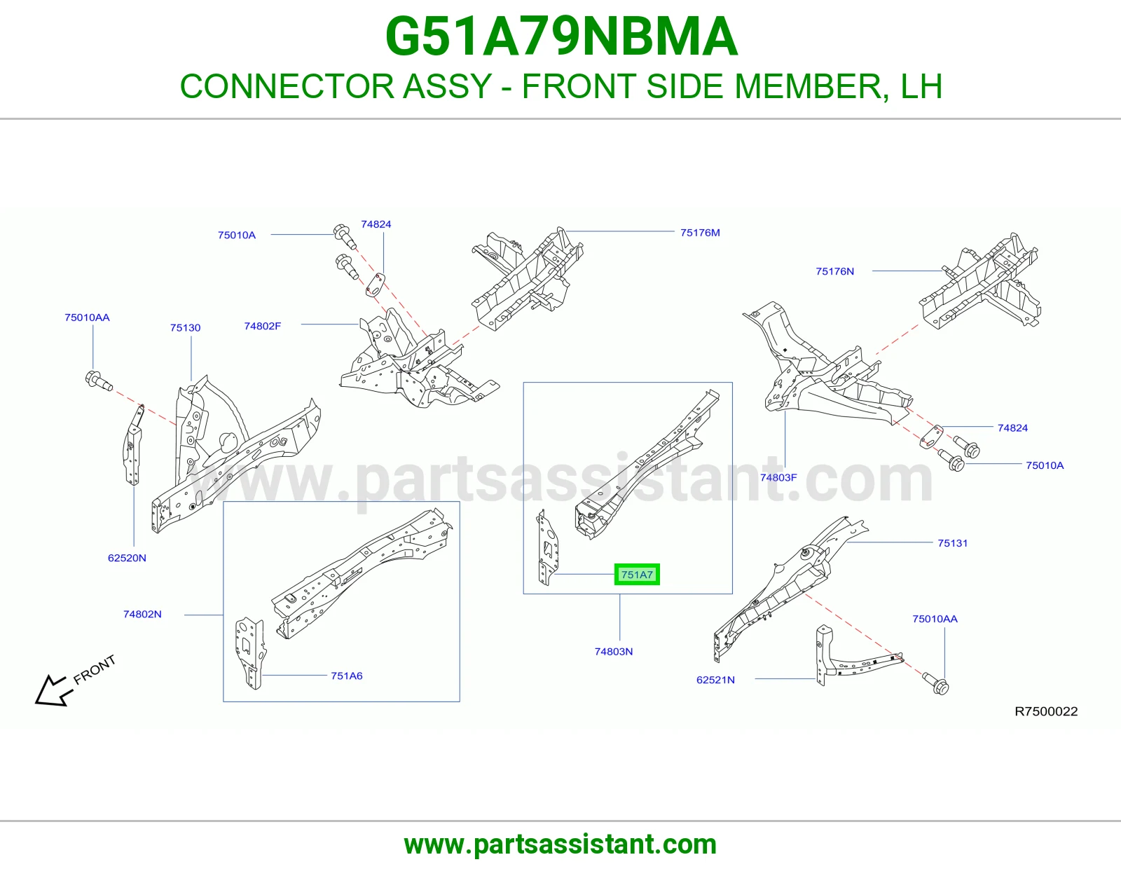 فيش شاصي أمامي يسار كامل G51A79NBMA