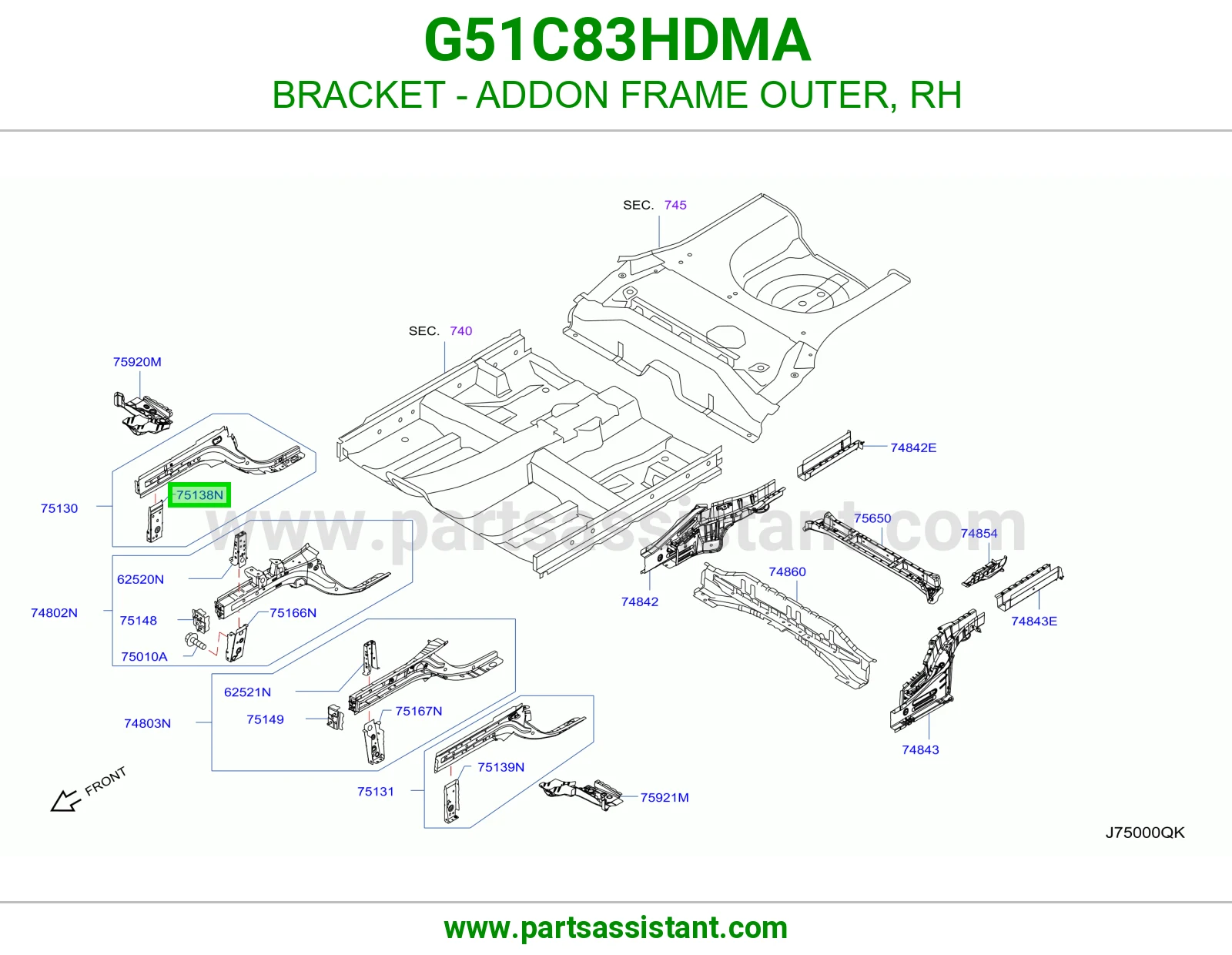 قاعدة إطار إضافي خارجي يمين G51C83HDMA