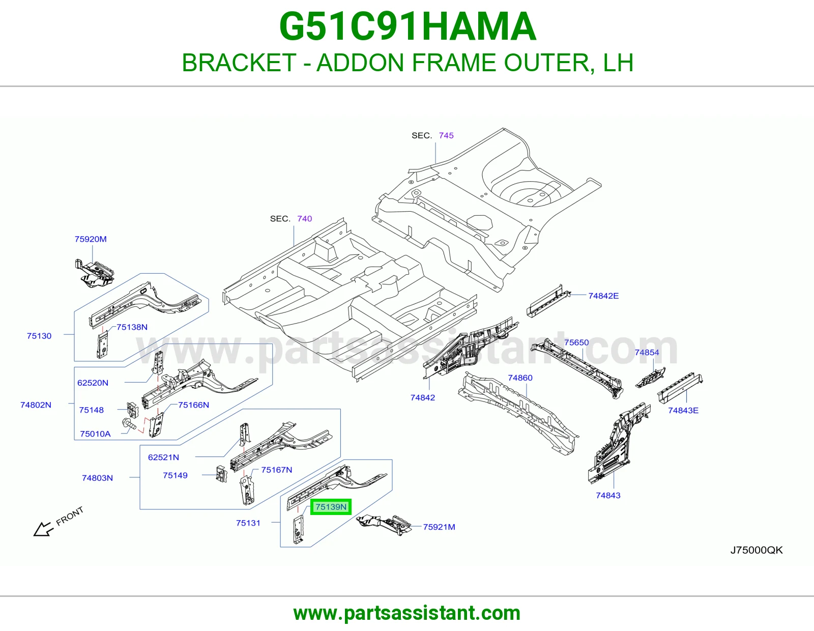 قاعدة إطار إضافي خارجي يسار G51C91HAMA