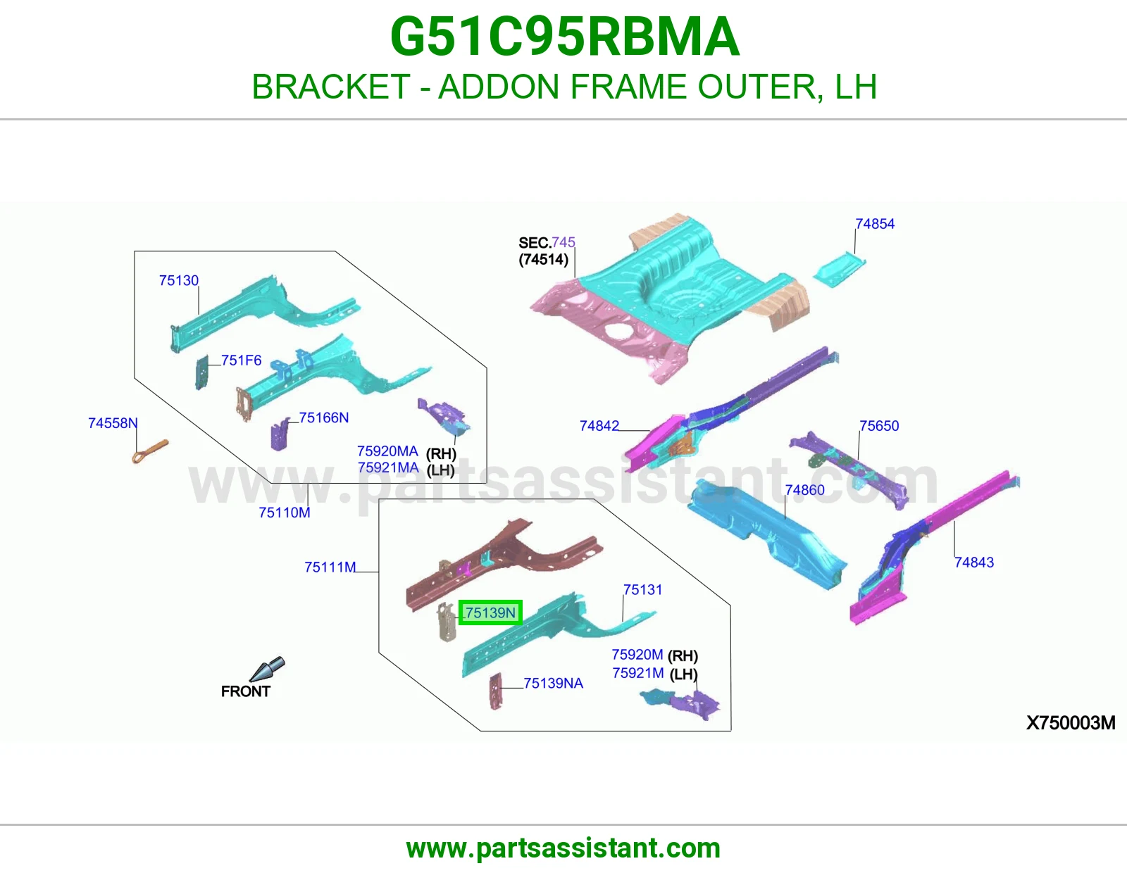 قاعدة إطار إضافي خارجي يسار G51C95RBMA