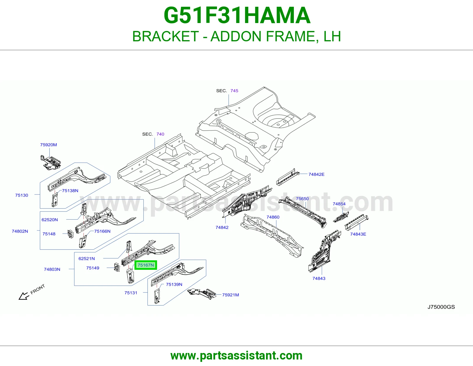 قاعدة إطار إضافي يسار G51F31HAMA