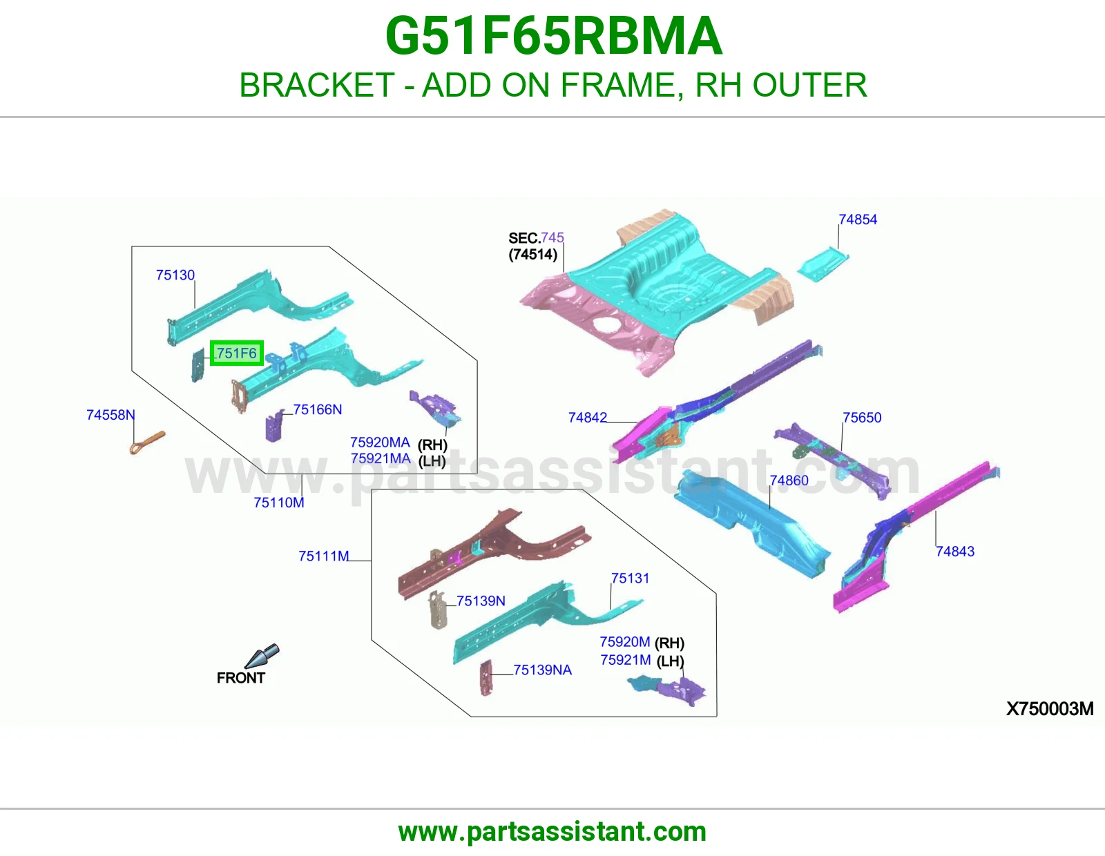 قاعدة إطار إضافي يمين خارجي G51F65RBMA