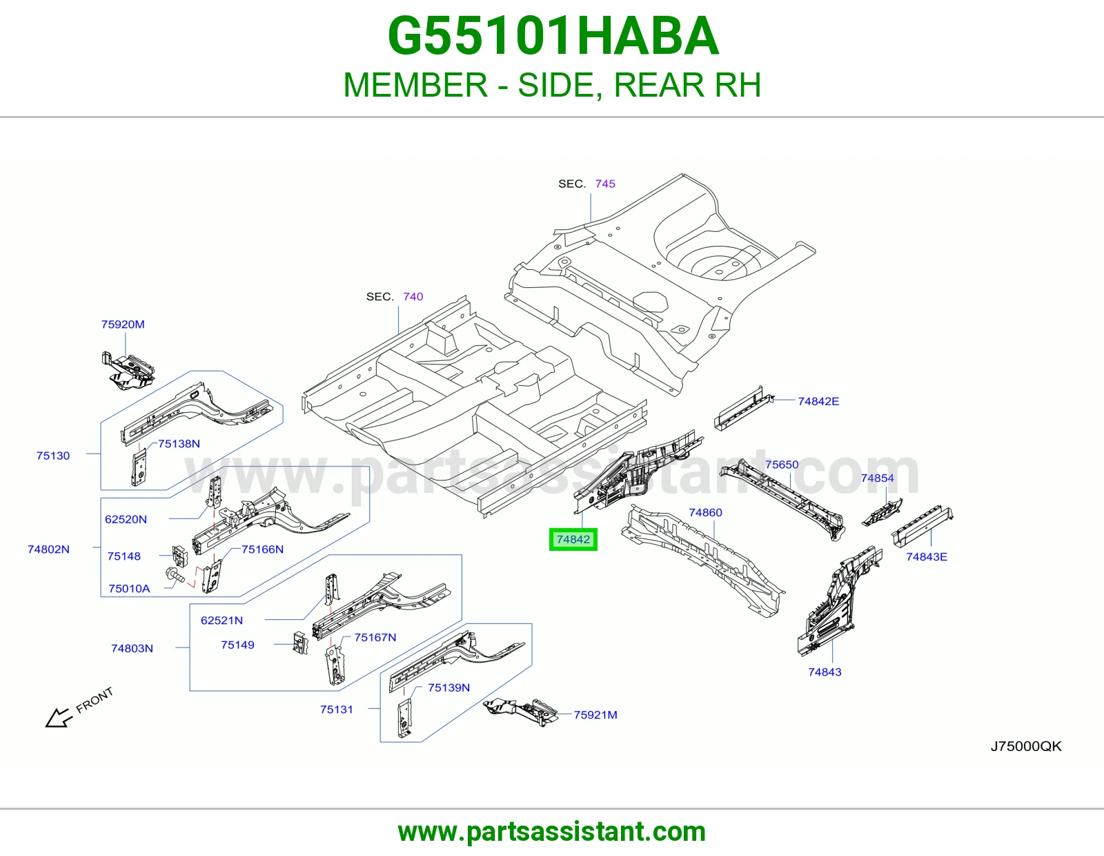 جسر جانبي خلفي يمين G55101HABA