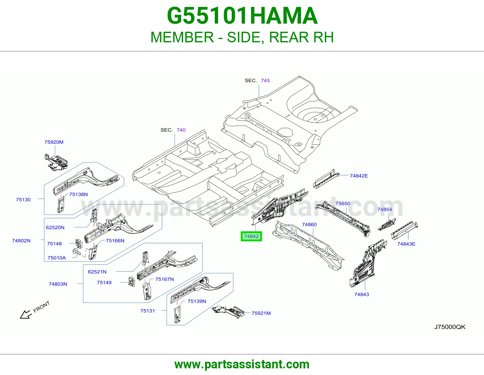 جسر جانبي خلفي يمين G55101HAMA