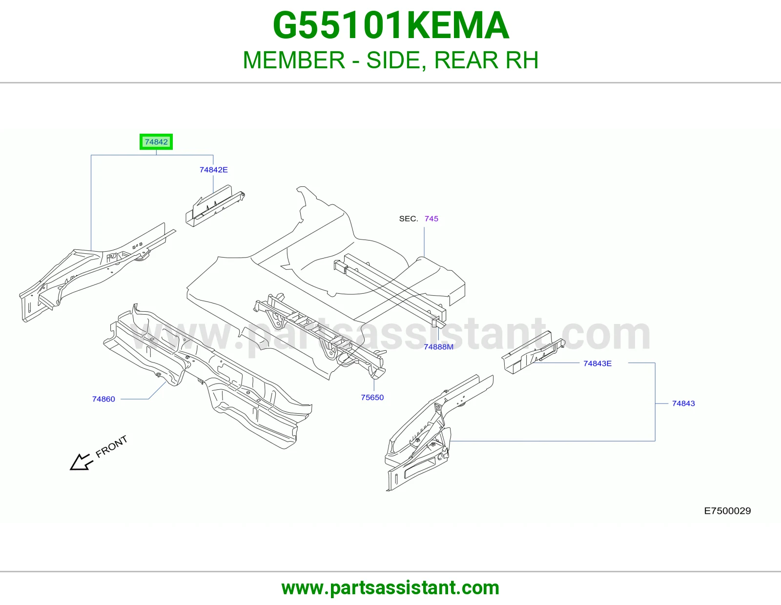 جسر جانبي خلفي يمين G55101KEMA