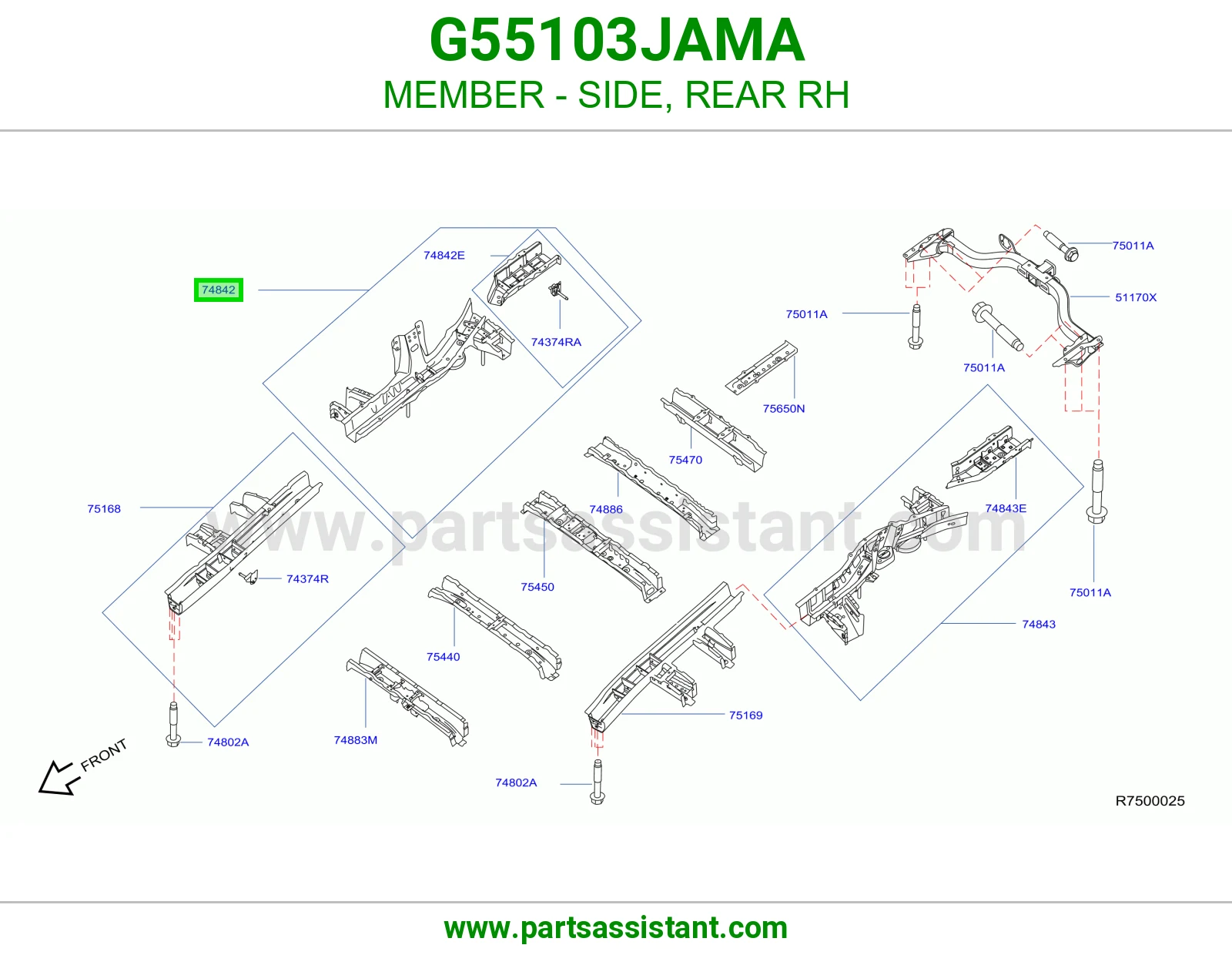 جسر جانبي خلفي يمين G55103JAMA