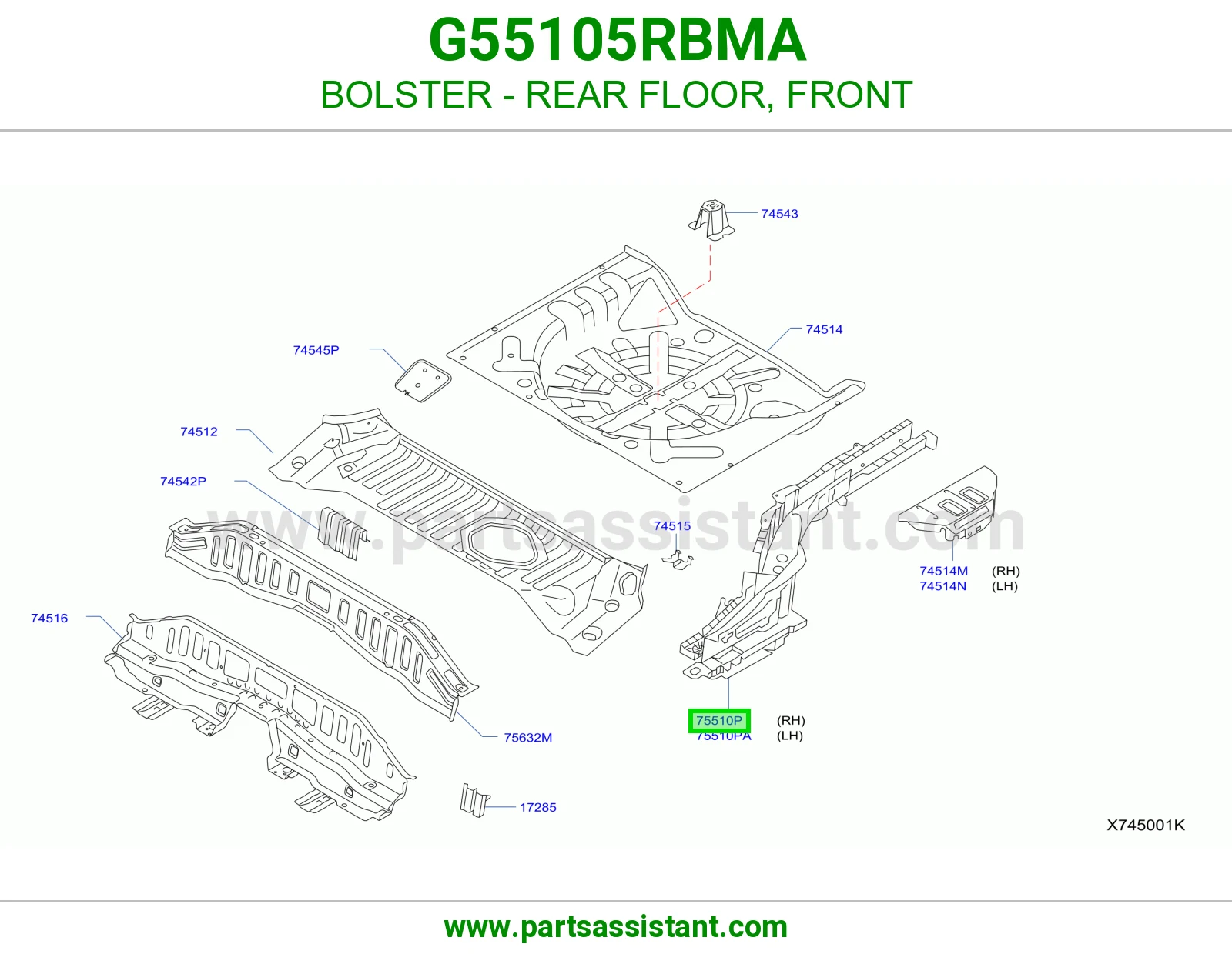 جسر أرضية خلفية أمامي G55105RBMA