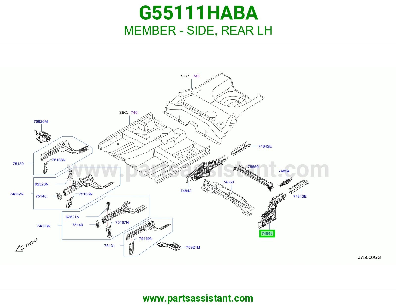جسر جانبي خلفي يسار G55111HABA
