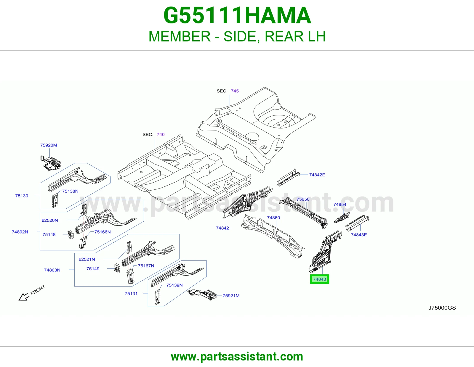 جسر جانبي خلفي يسار G55111HAMA