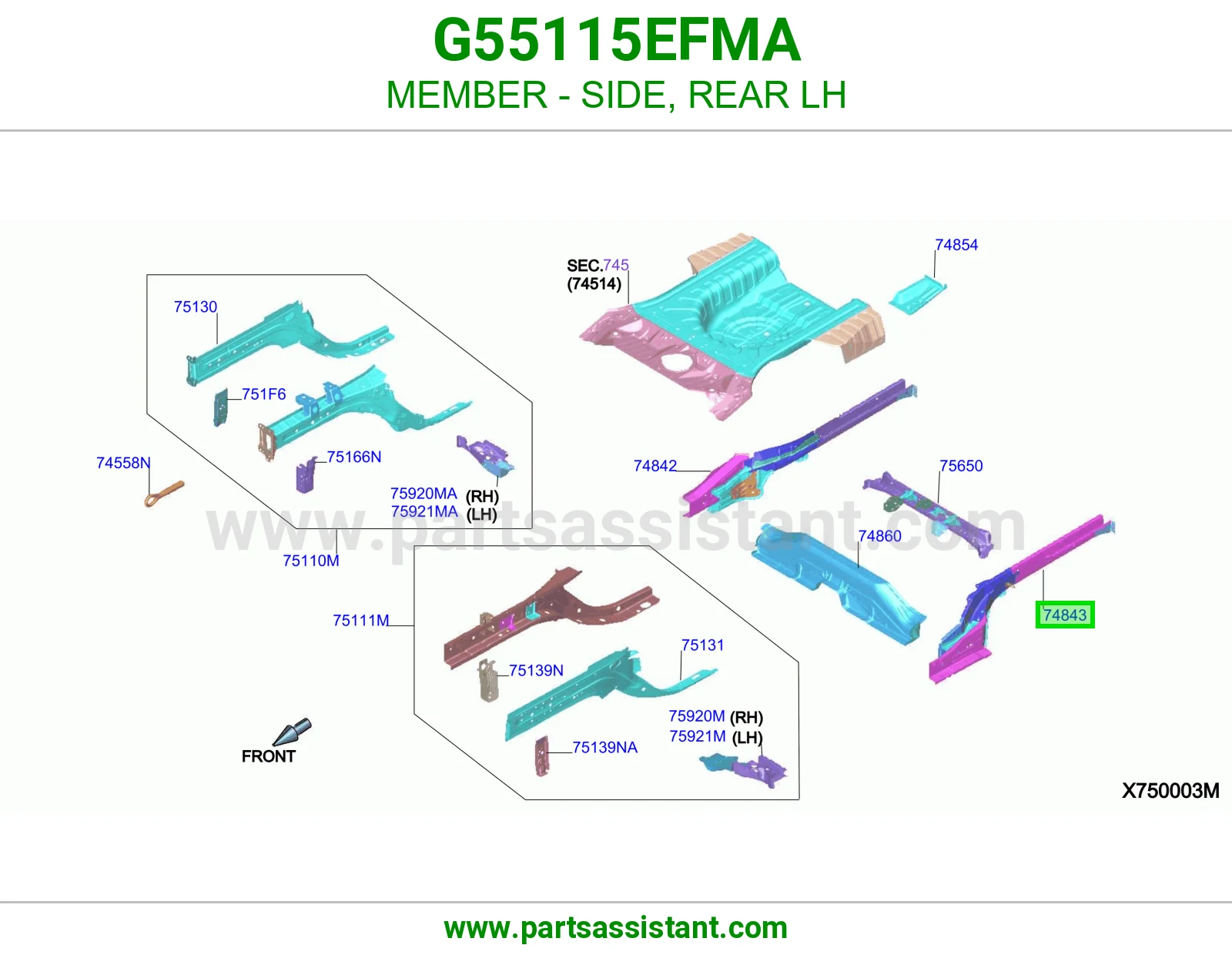 جسر جانبي خلفي يسار G55115EFMA