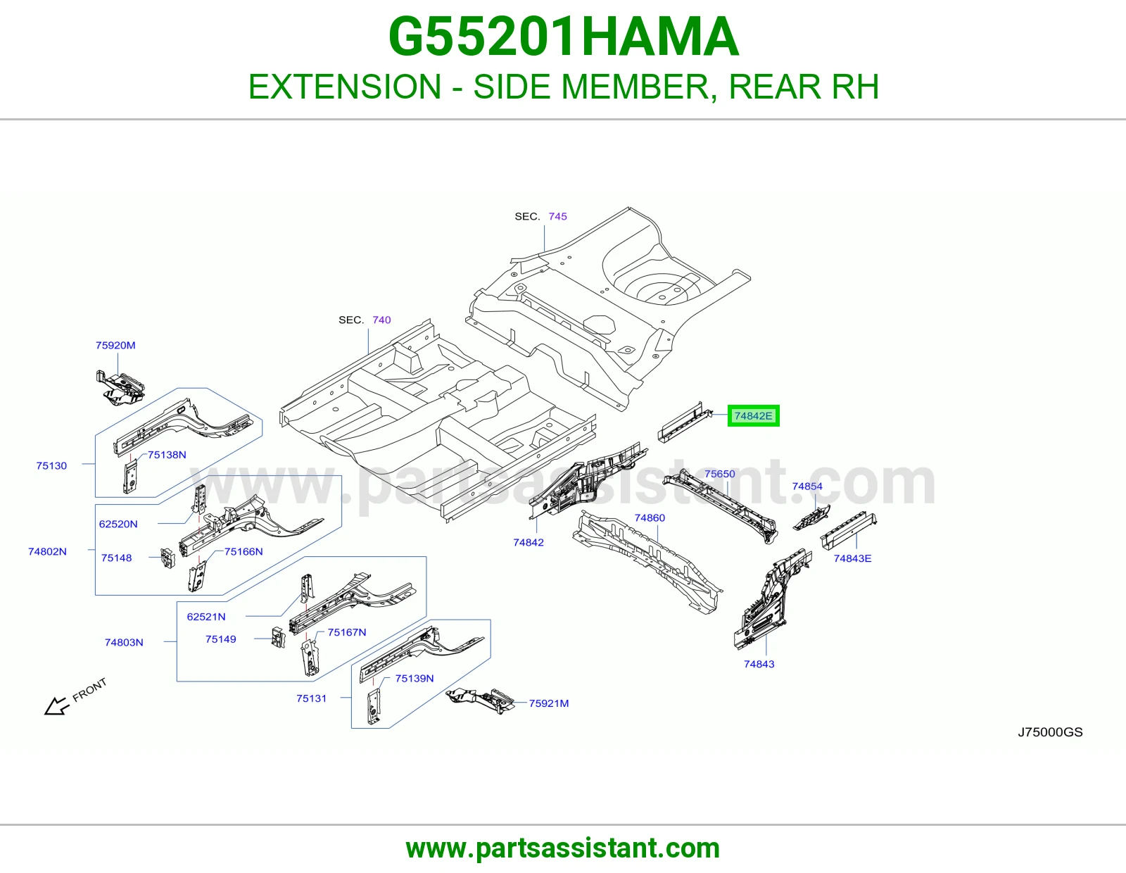 تكملة شاصي خلفي يمين G55201HAMA