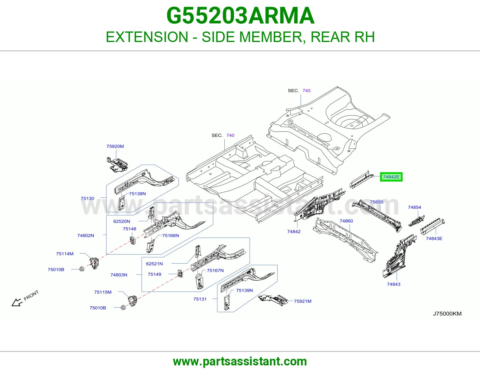تكملة شاصي خلفي يمين G55203ARMA