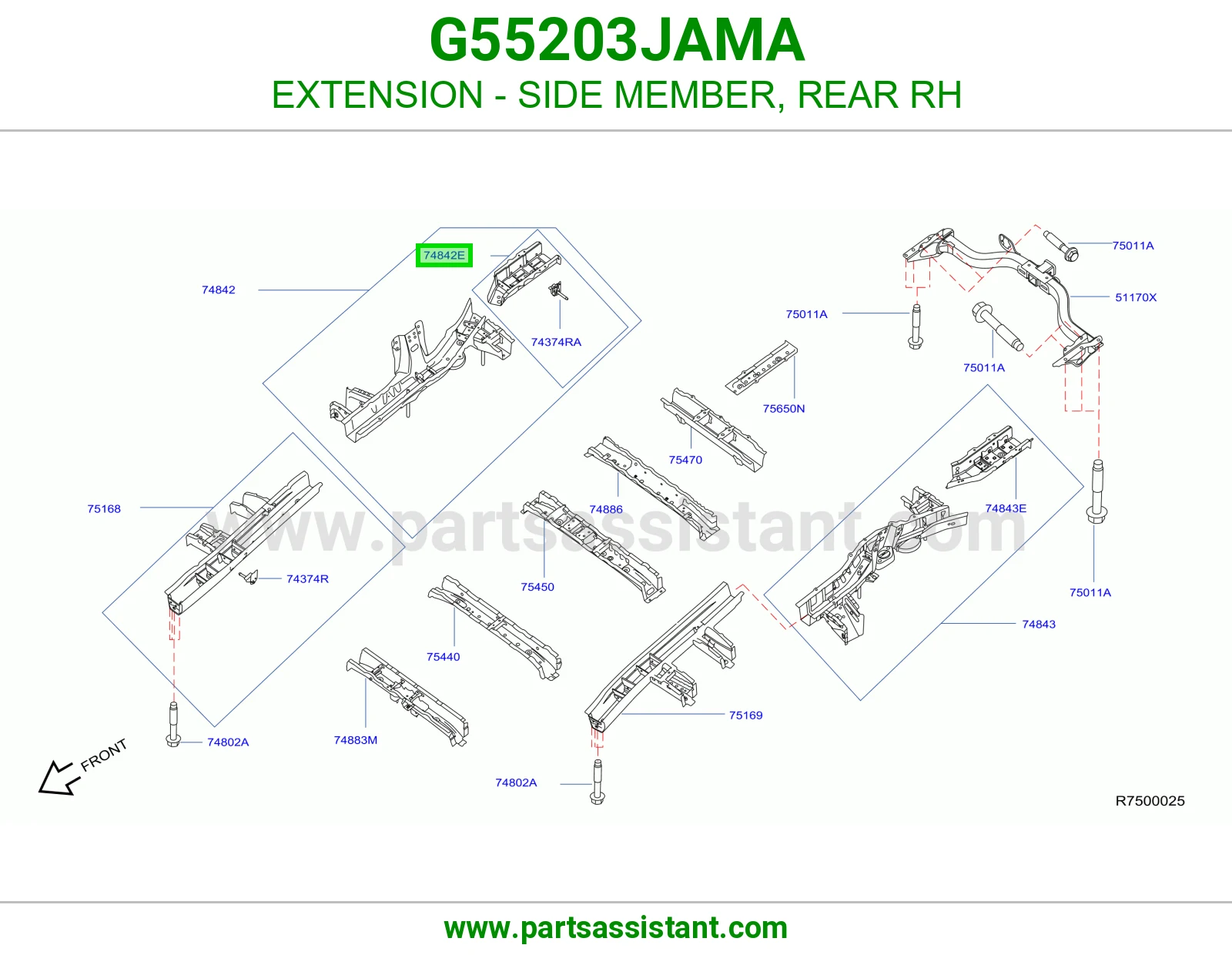 تكملة شاصي خلفي يمين G55203JAMA