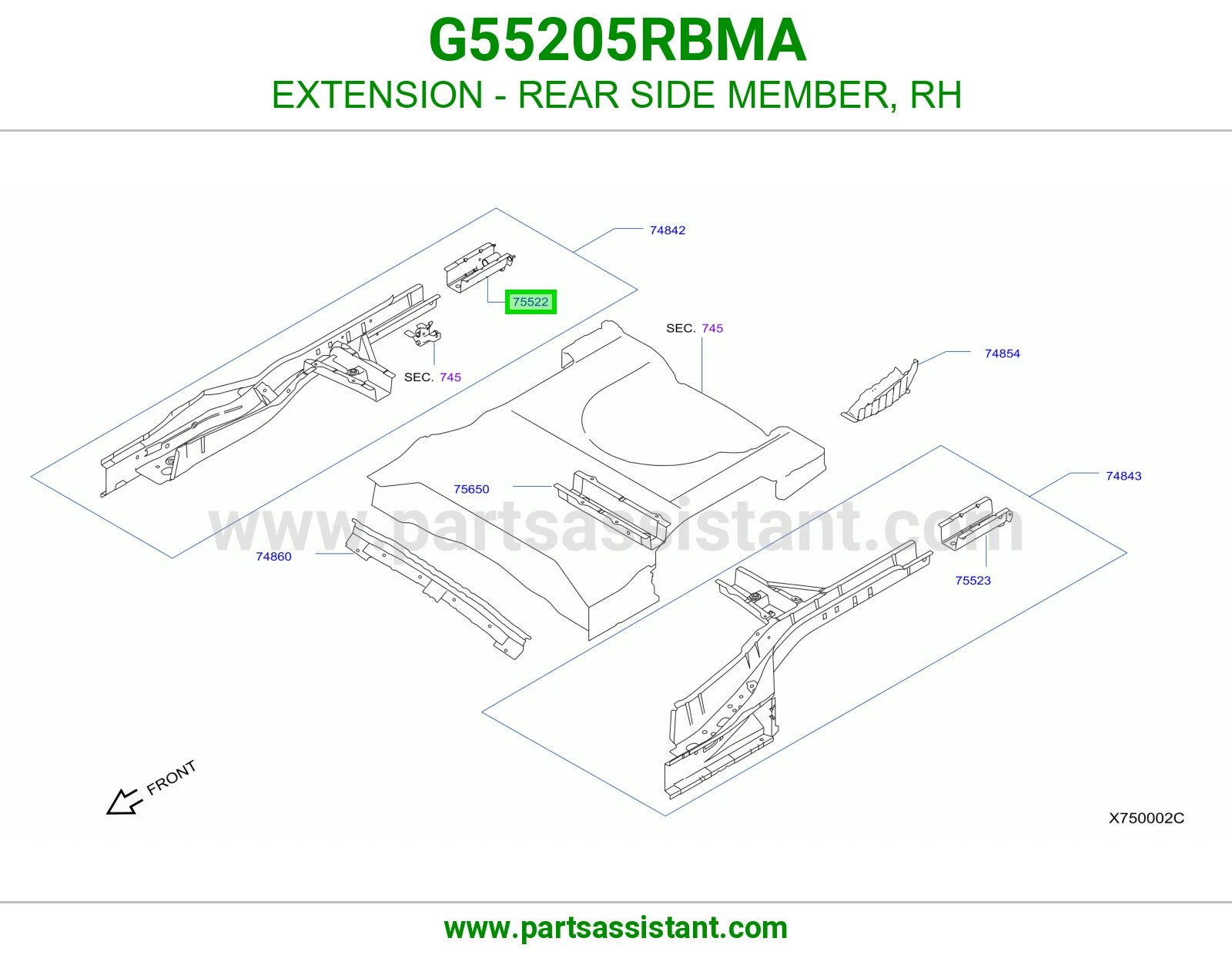 تكملة شاصي خلفي يمين G55205RBMA