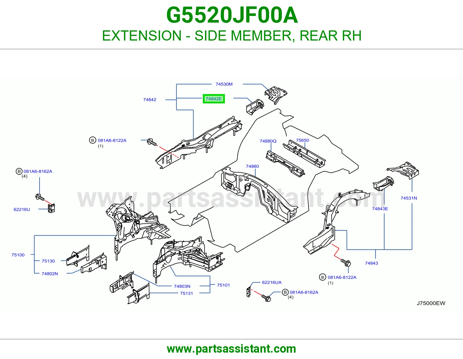 تكملة شاصي خلفي يمين G5520JF00A