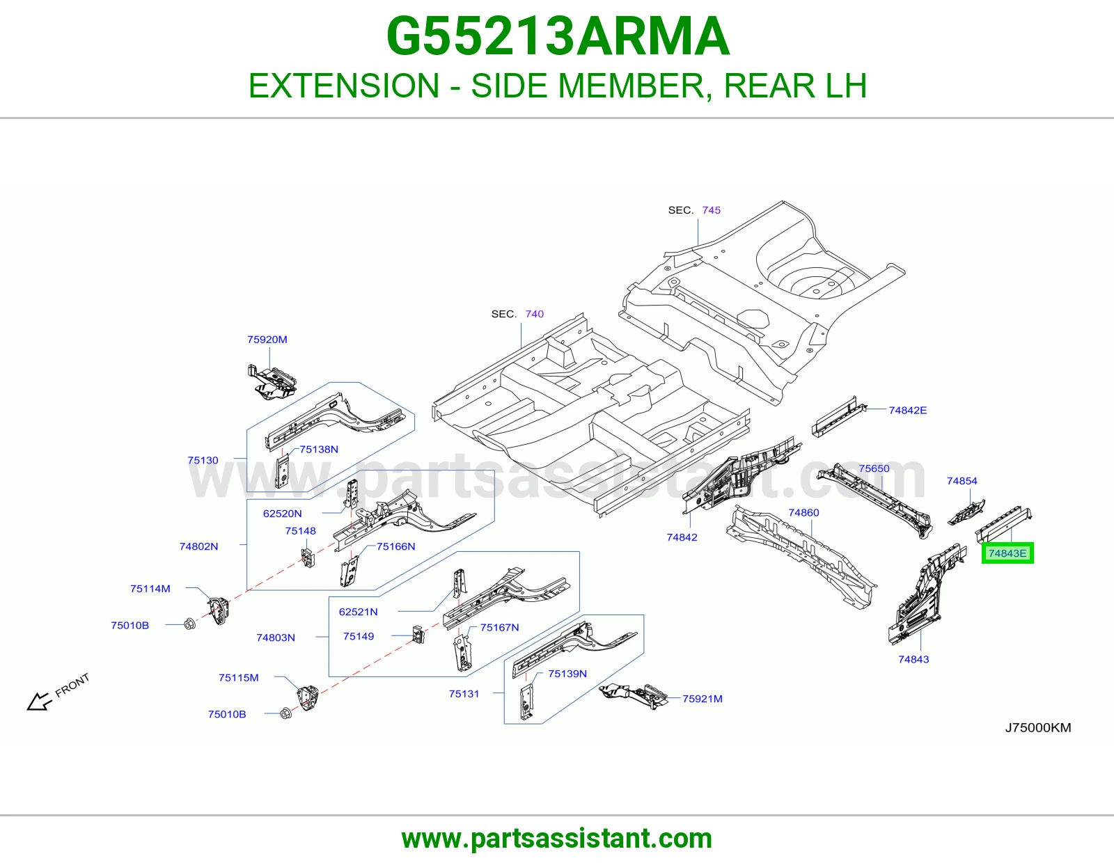 تكملة شاصي خلفي يسار G55213ARMA