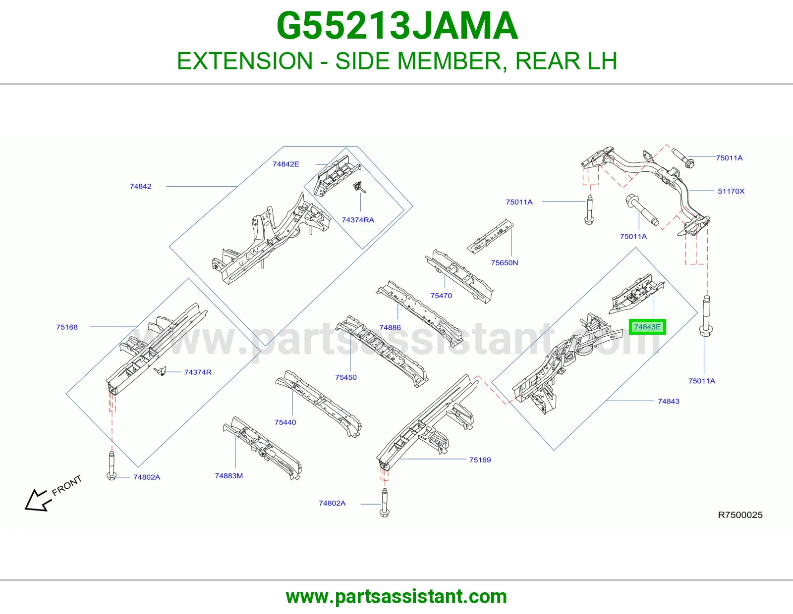 تكملة شاصي خلفي يسار G55213JAMA