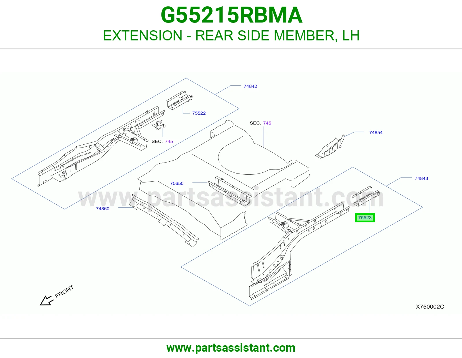 تكملة شاصي خلفي يسار G55215RBMA