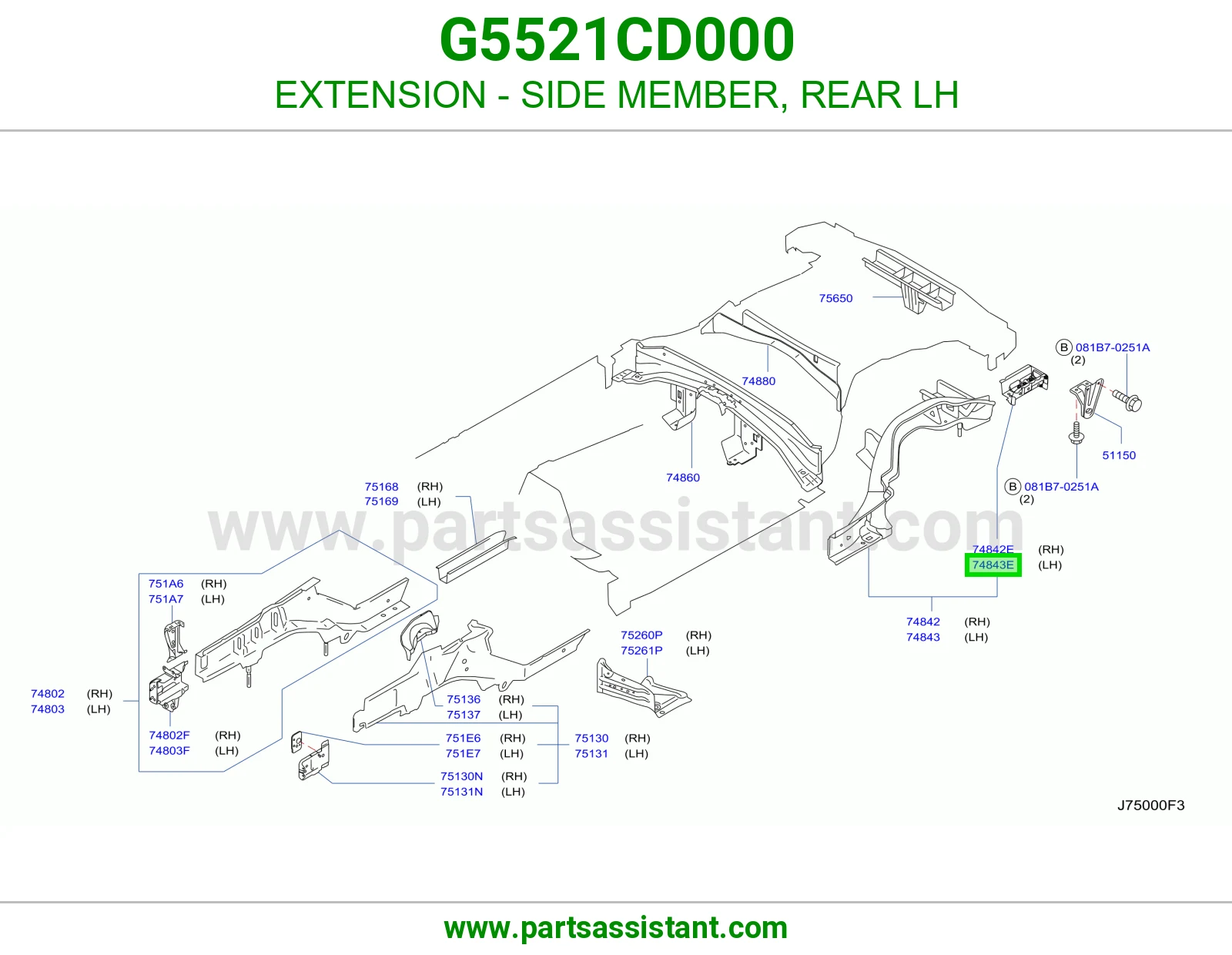 تكملة شاصي خلفي يسار G5521CD000
