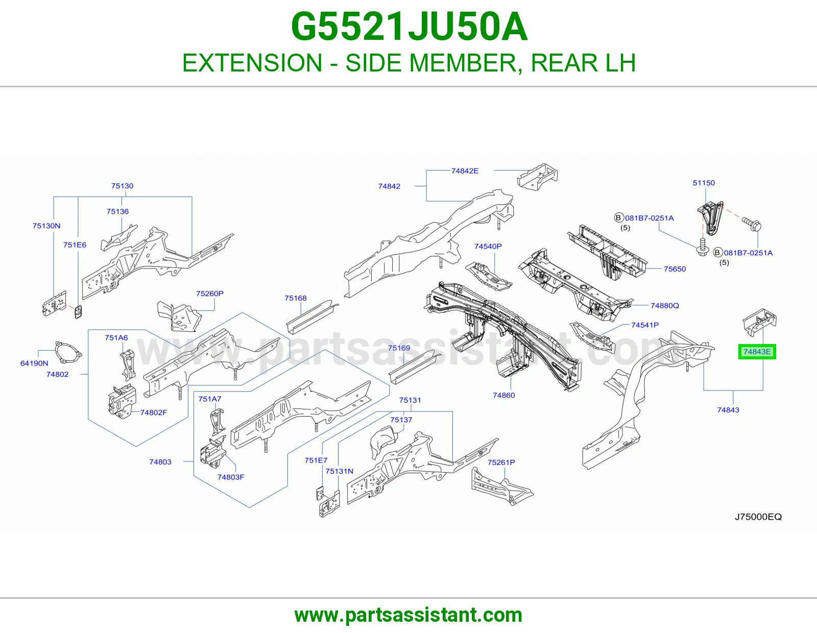 تكملة شاصي خلفي يسار G5521JU50A